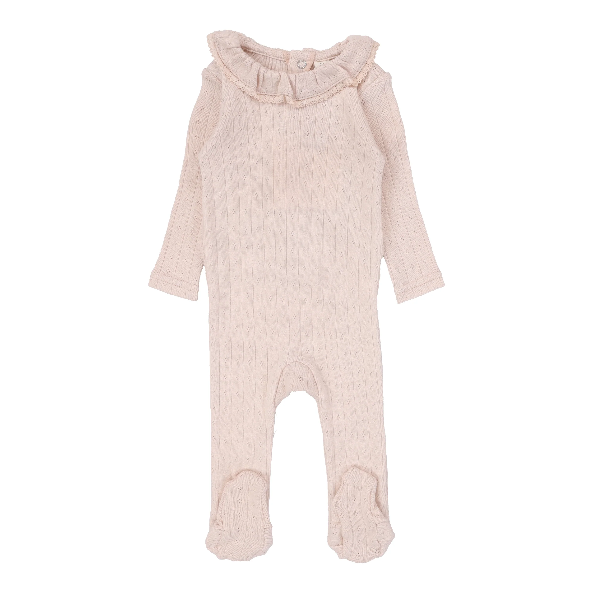 Lilette By Lil Legs Fine Pointelle Collar Footie Petal Ruffle