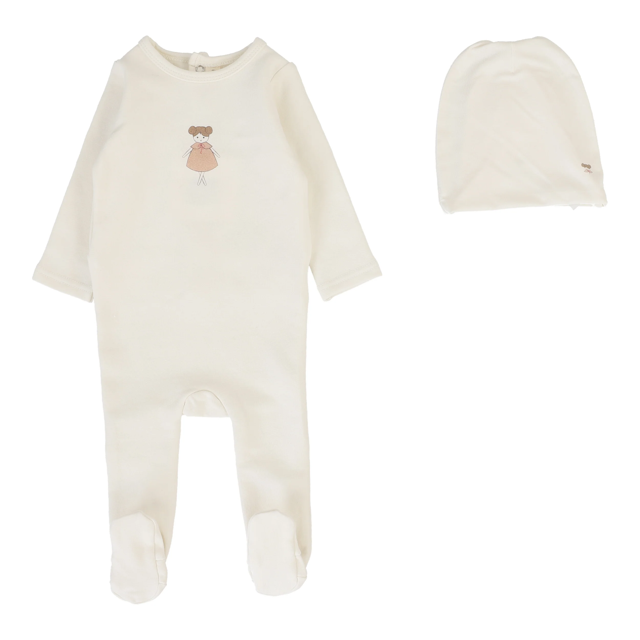 Lilette By Lil Legs Graphic Footie Set Cream/Doll