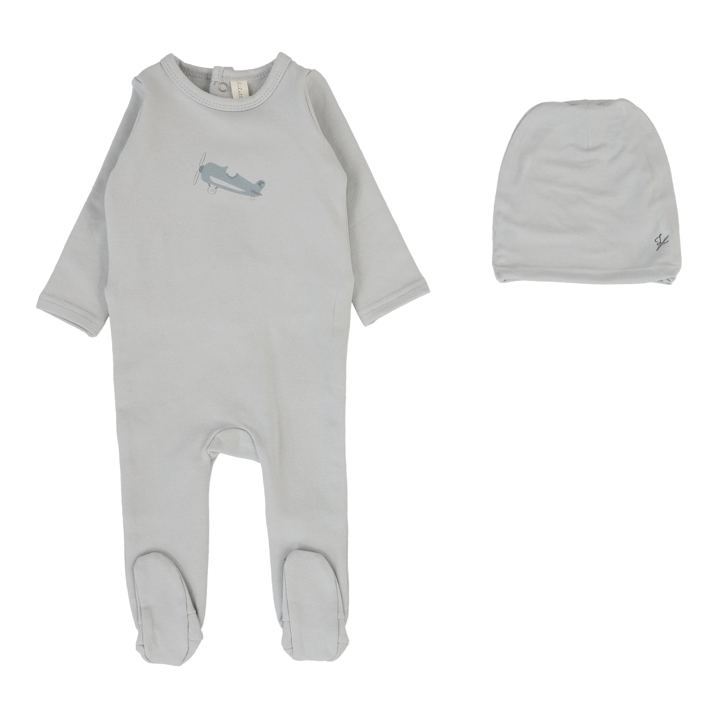 Lilette By Lil Legs Graphic Footie Set Pale Blue