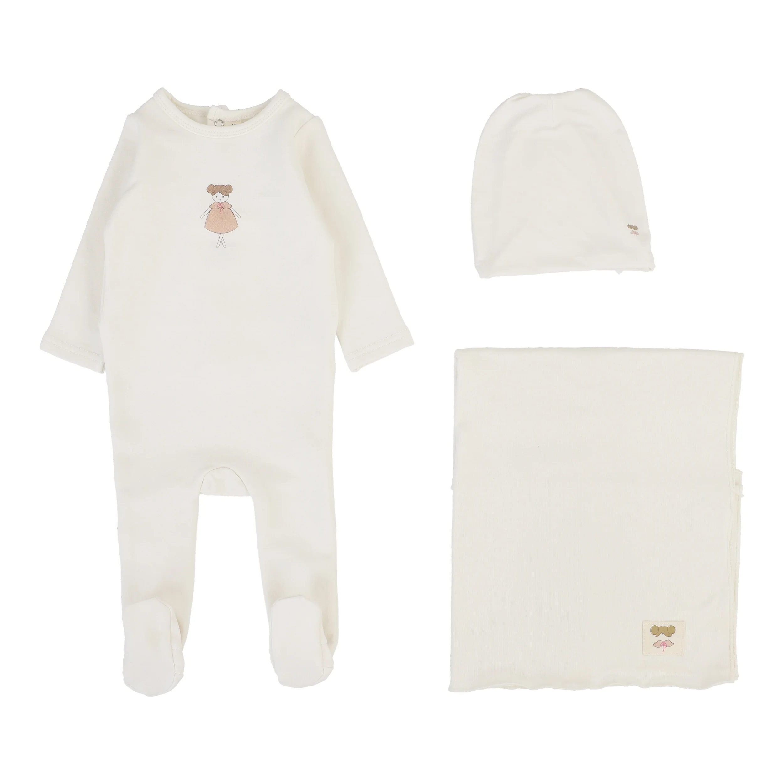 Lilette By Lil Legs Graphic Layette set Cream/Doll