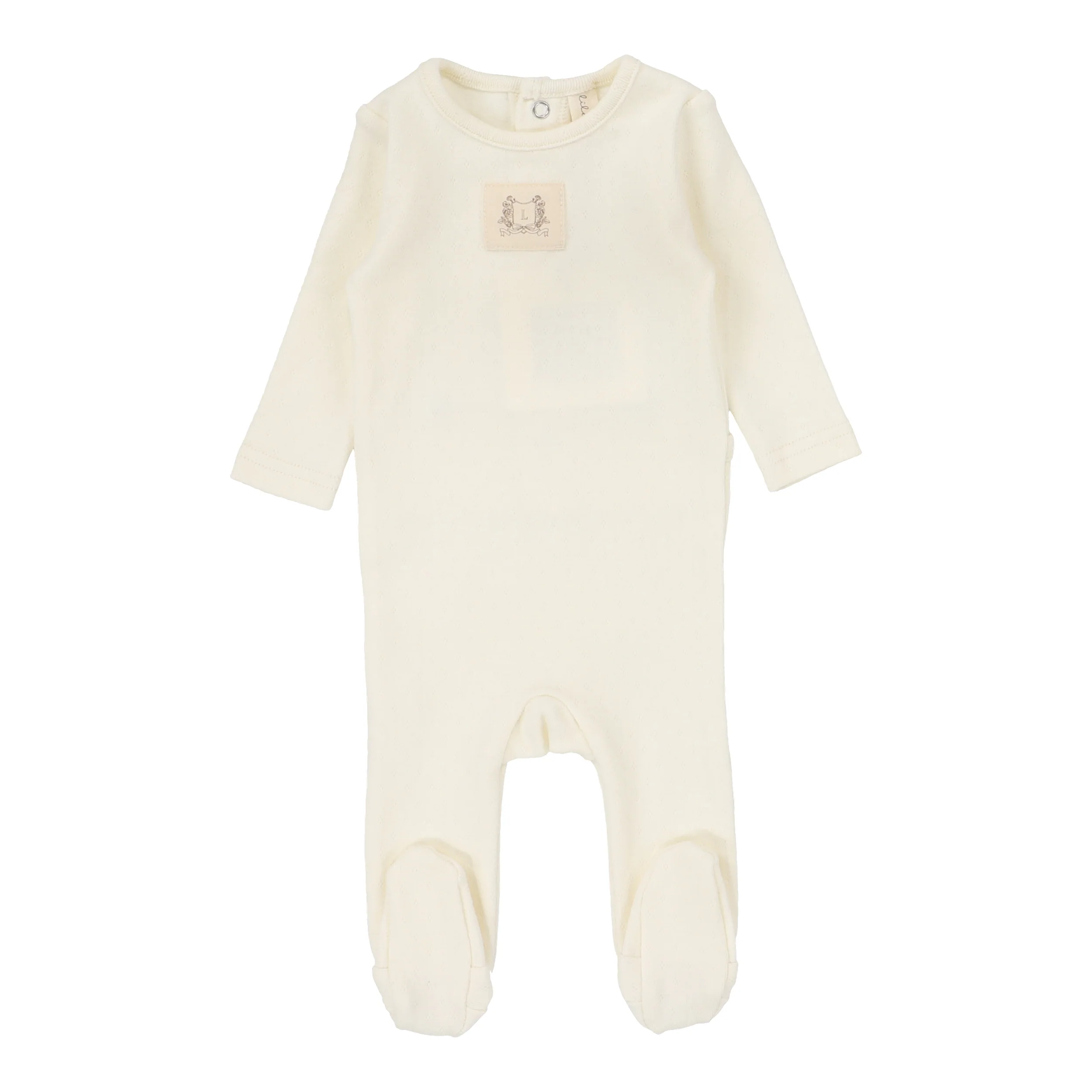 Lilette By Lil Legs Pointelle Emblem Footie Cream