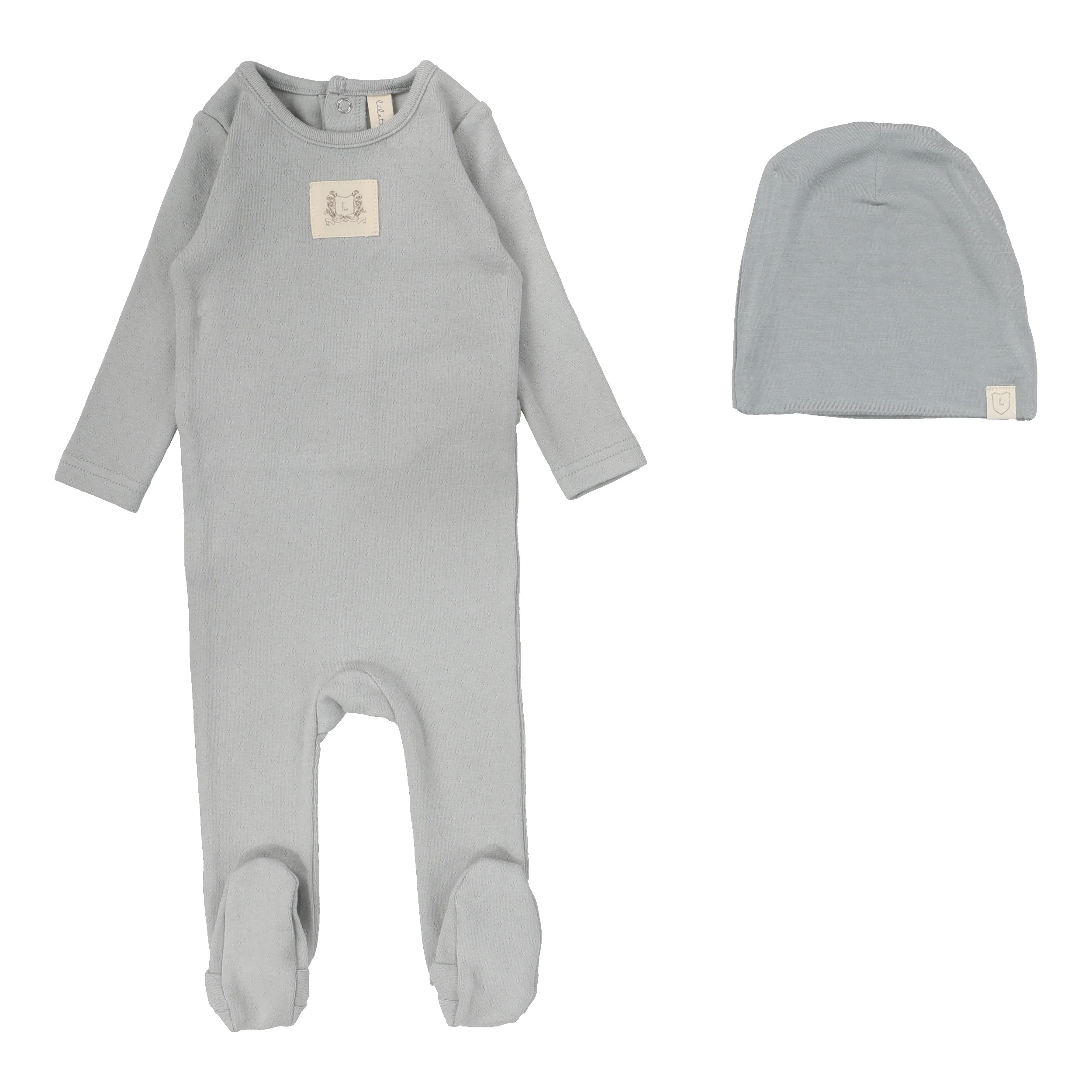 Lilette By Lil Legs Pointelle Emblem Footie Set Light Blue