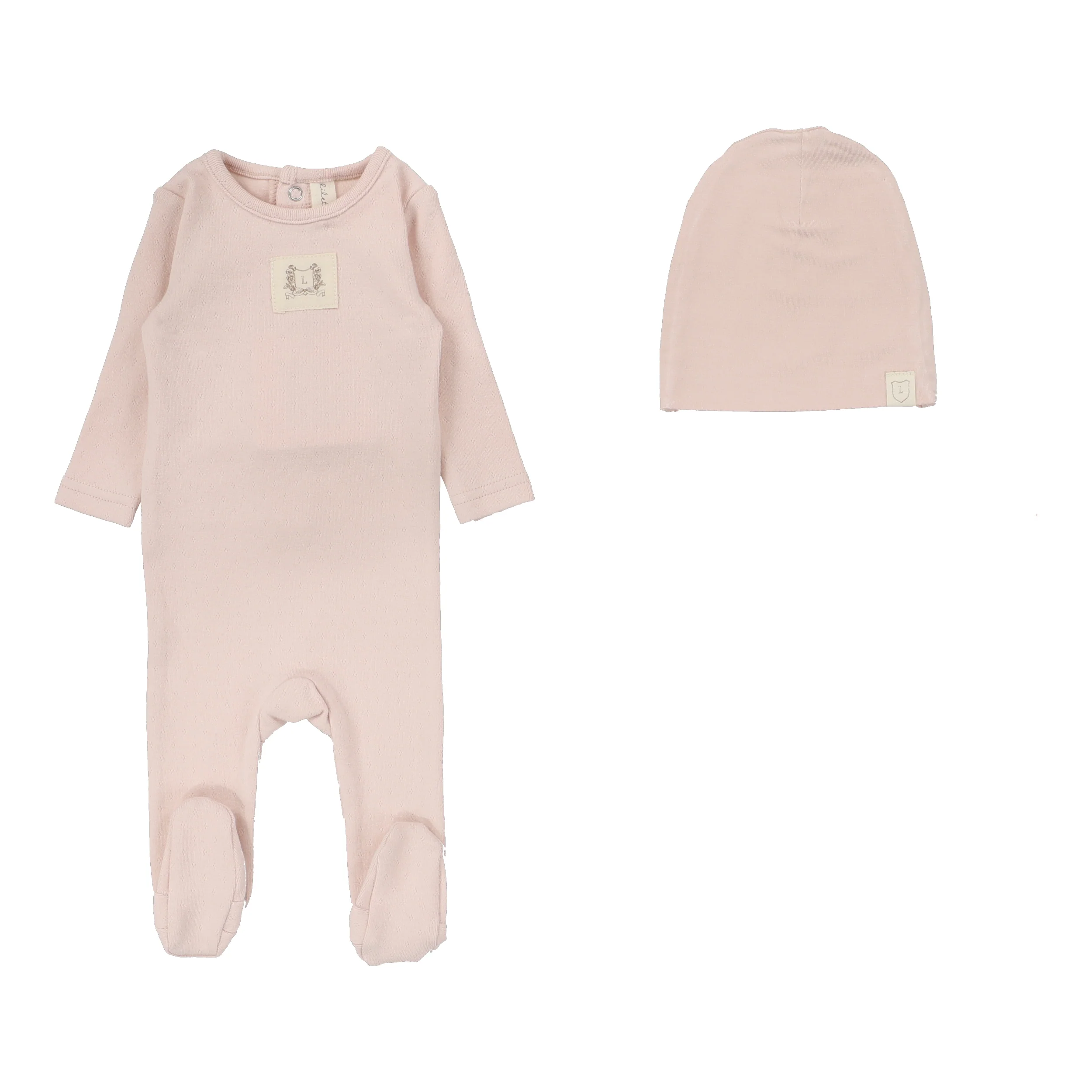 Lilette By Lil Legs Pointelle Emblem Footie Set SOFT PINK