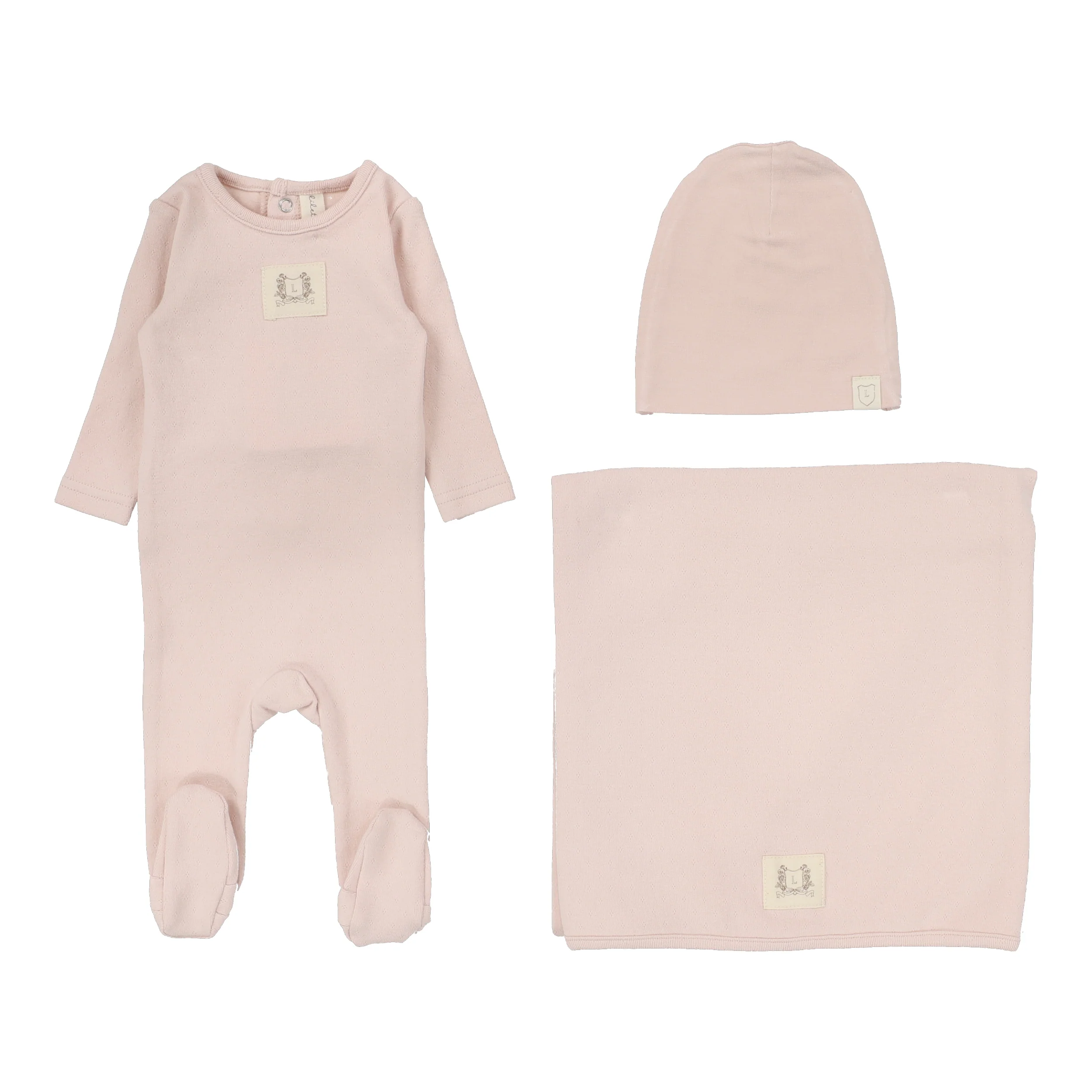 Lilette By Lil Legs Pointelle Emblem Layette Set SOFT PINK