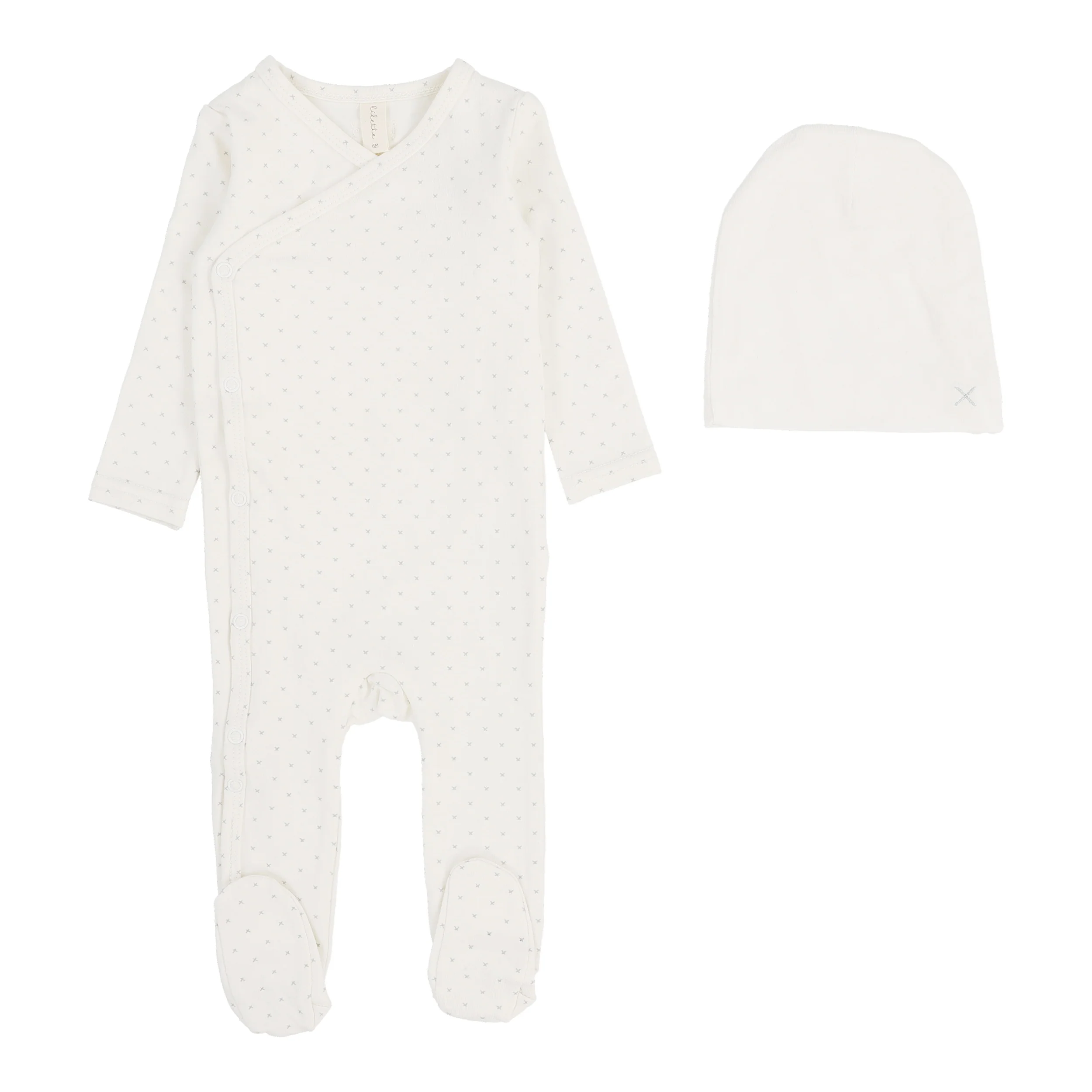 Lilette By Lil Legs Take Me Home X Print Footie Set Cream/Blue