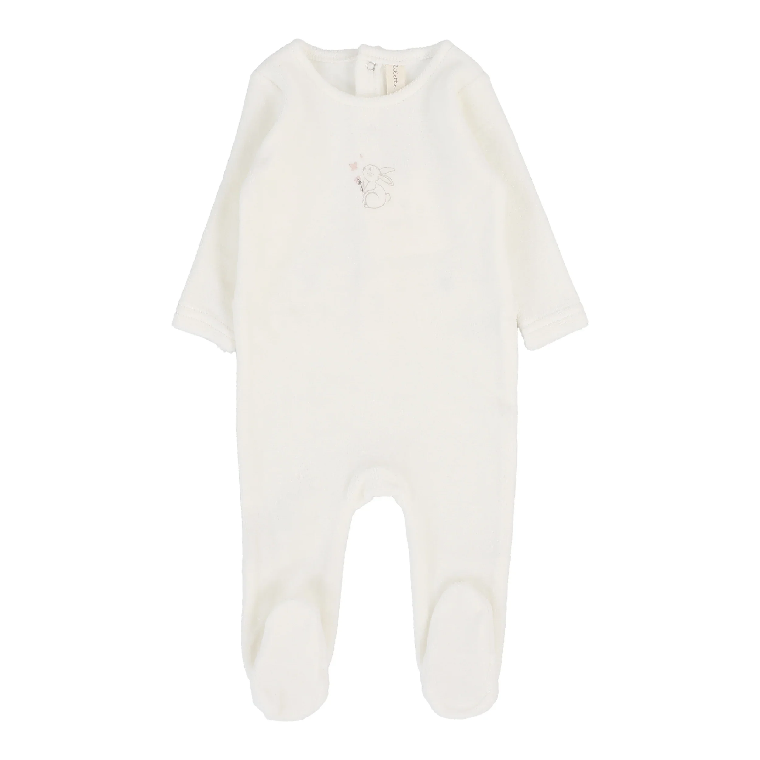Lilette By Lil Legs Velour Forest Graphic Footie Winter White/Pink