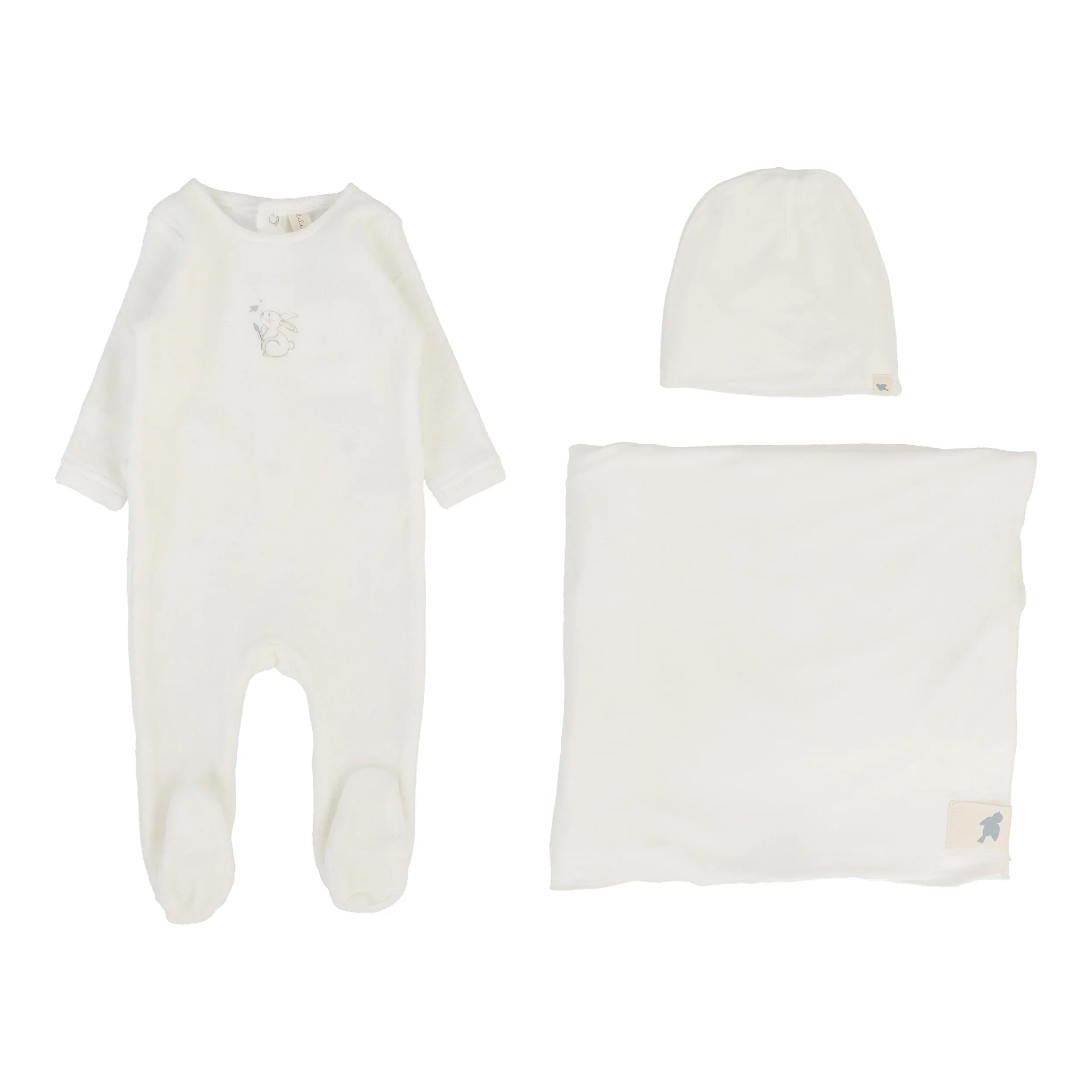 Lilette By Lil Legs Velour Forest Graphic Layette Set WINTER WHITE/OAT
