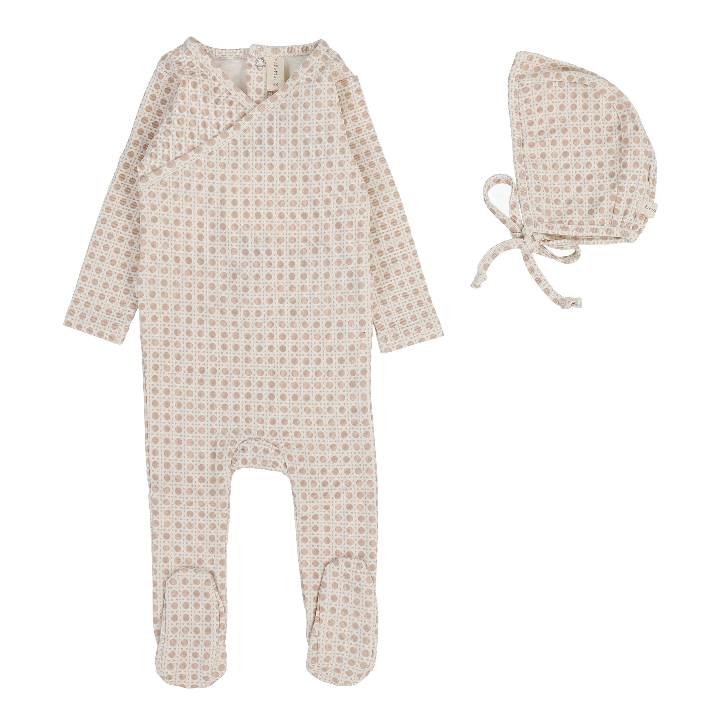 Lilette By Lil Legs Woven Print Footie Set Dusty Pink