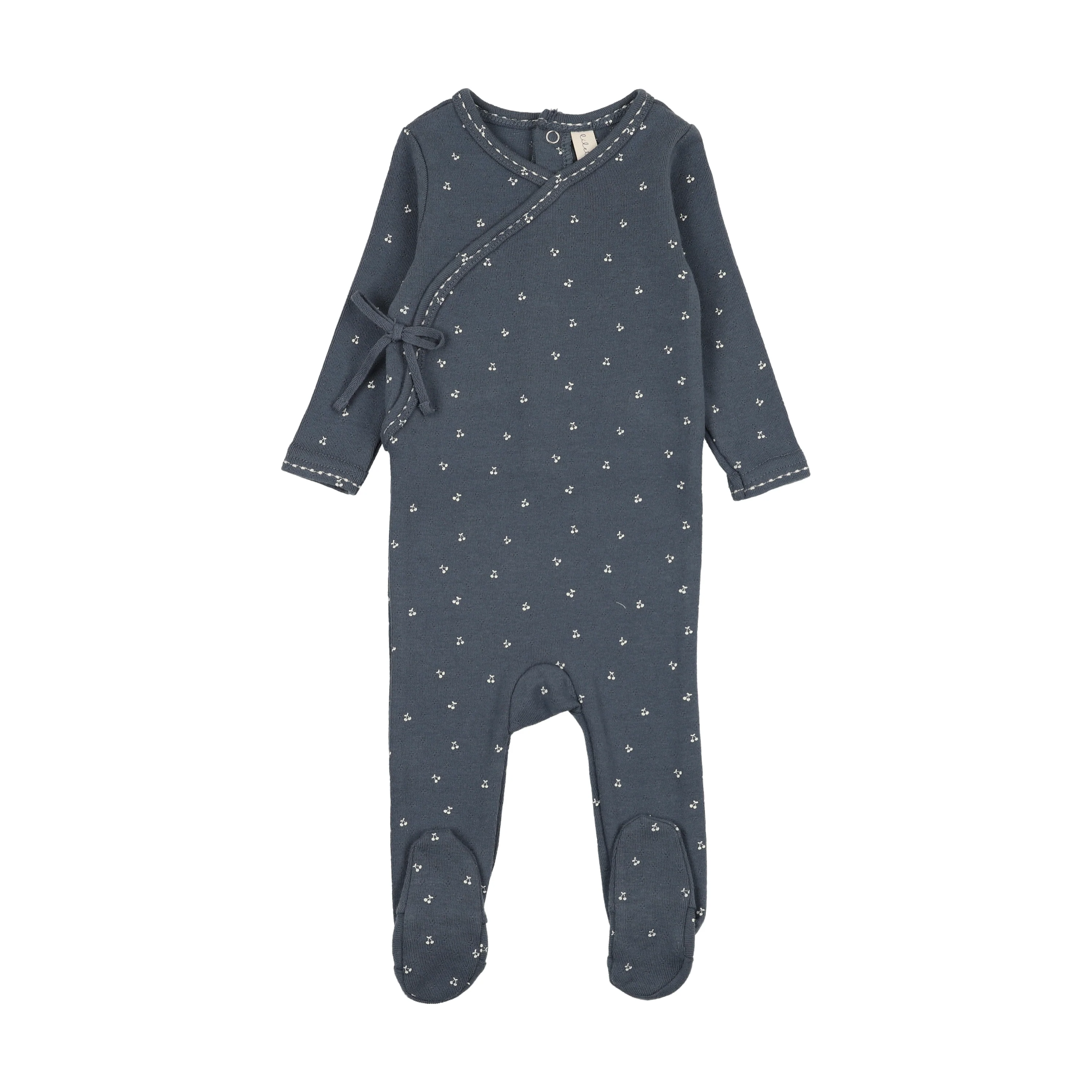 Lilette Cherry Scallop Footie - Off Navy