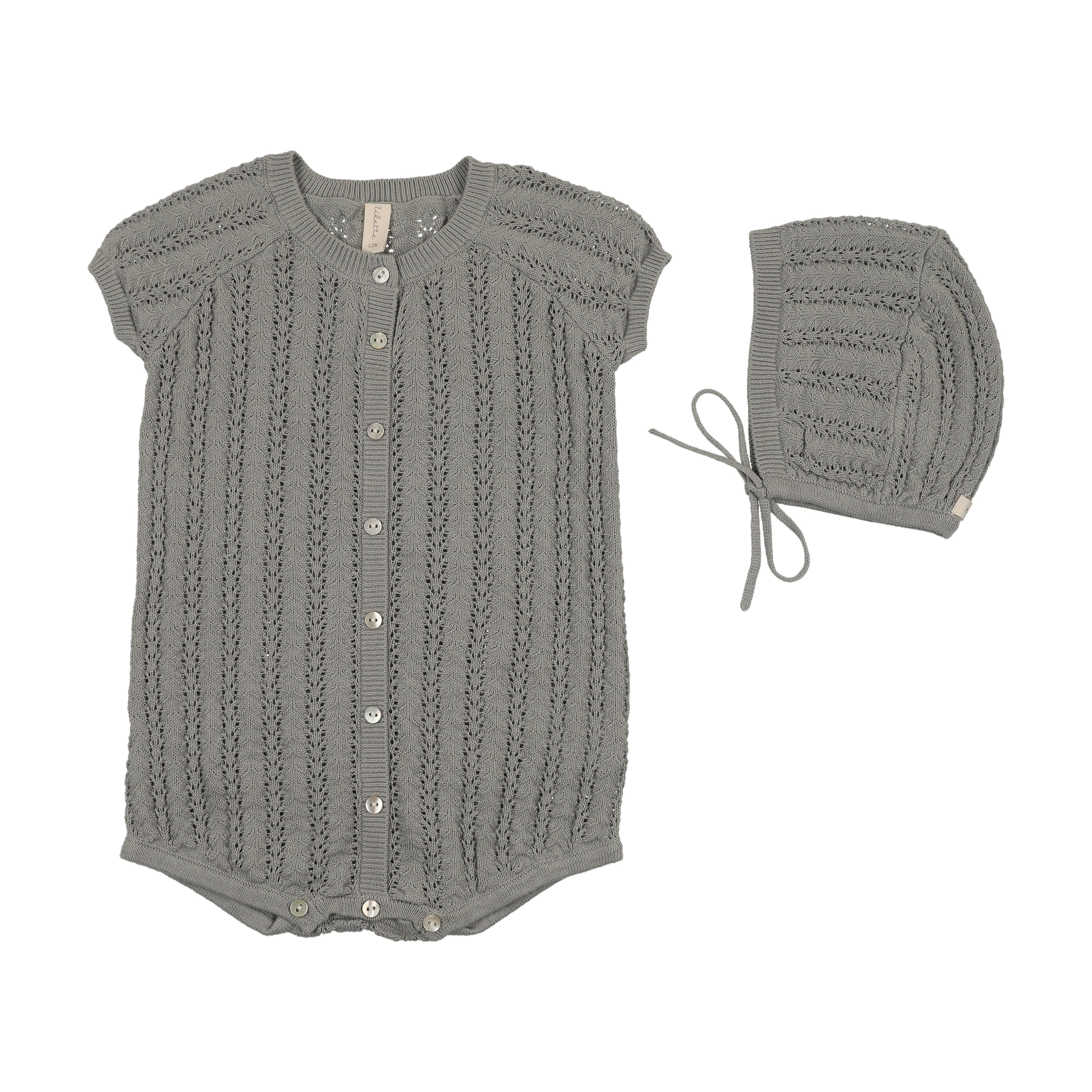 Lilette Crochet Knit Boys Romper - Light Blue