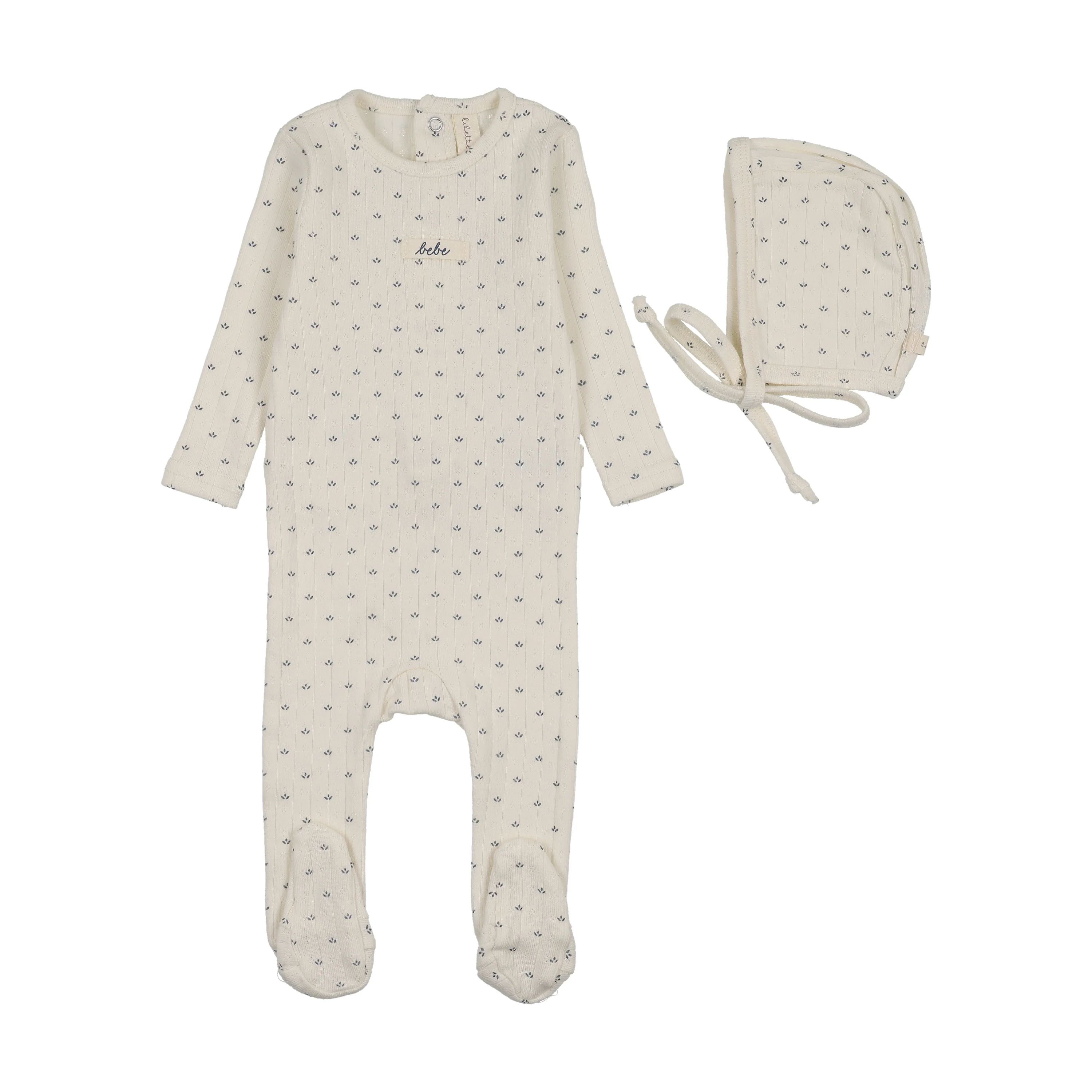 Lilette Floret Print Footie Set - Cream/Blue