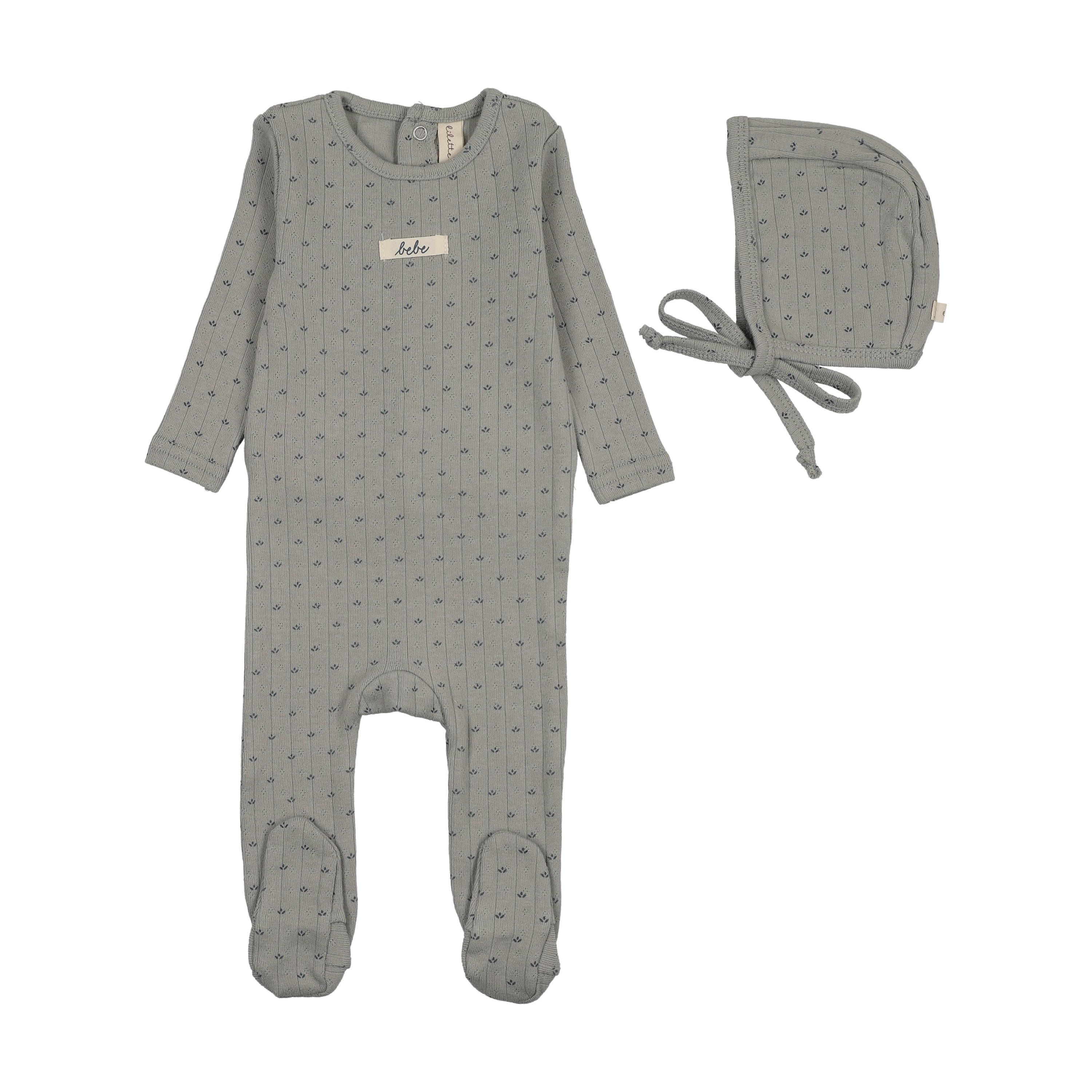 Lilette Floret Print Footie Set - Light Blue