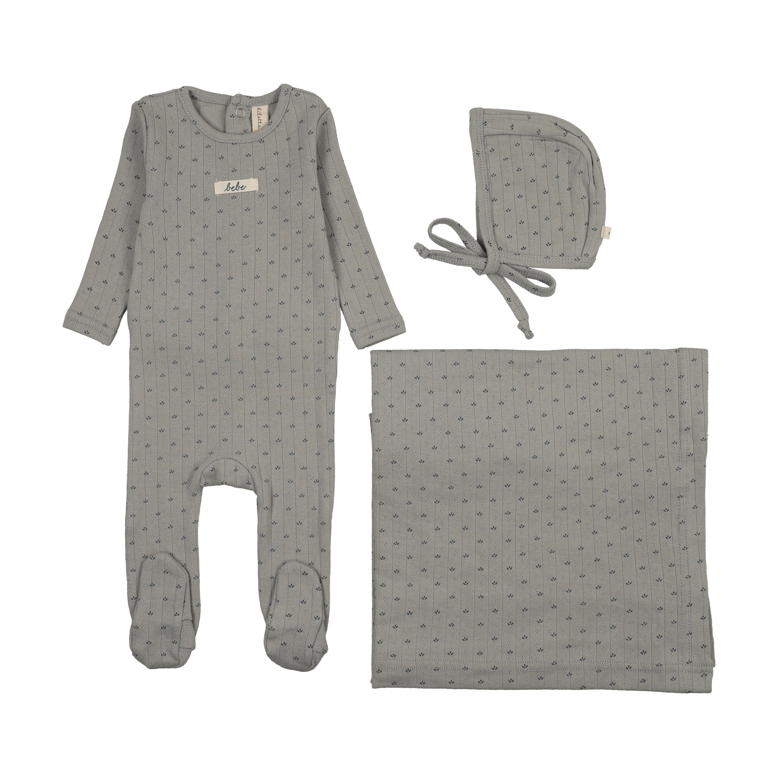 Lilette Floret Print Layette Set - Light Blue