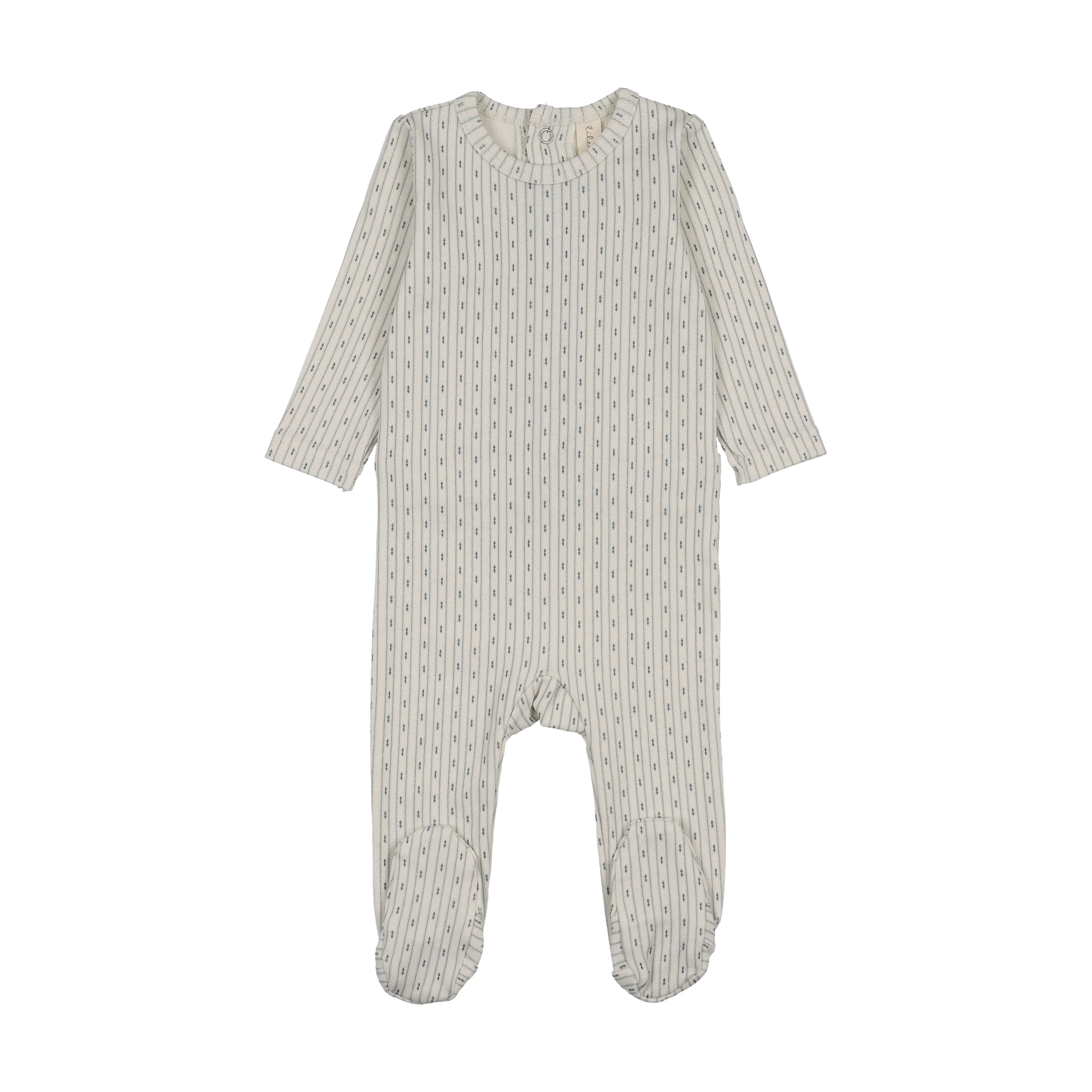 Lilette Gem Stripe Footie - Light Blue