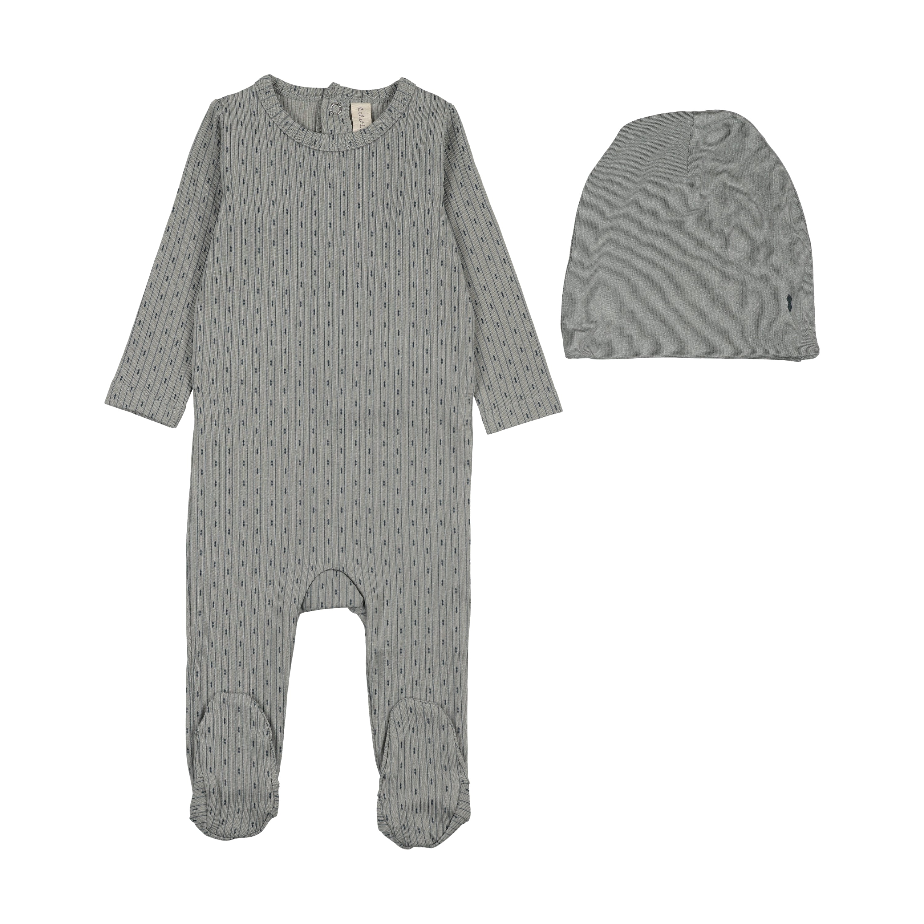 Lilette Gem Stripe Footie Set - Light Blue