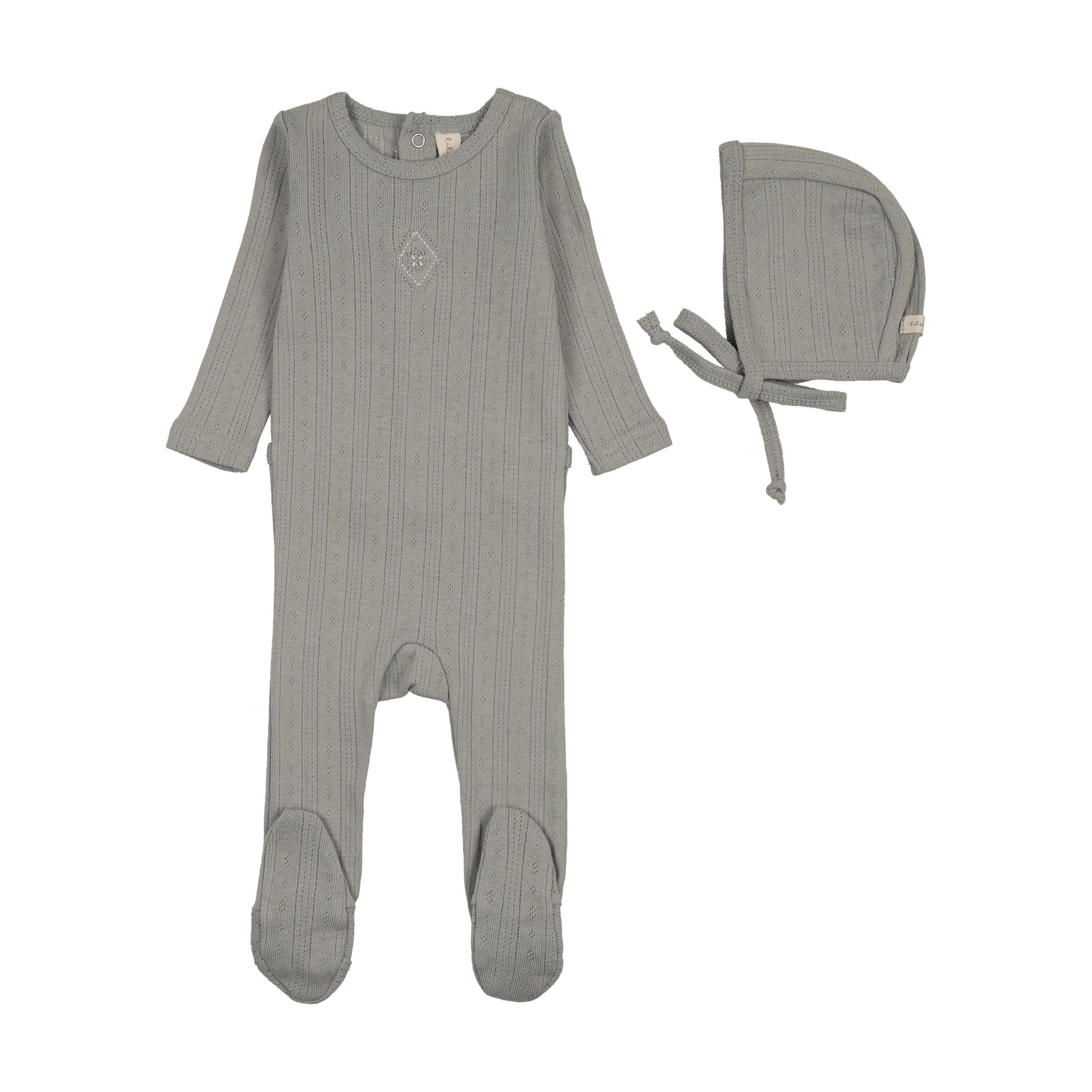 Lilette Geo Floral Embroidered Footie Set - Light Blue