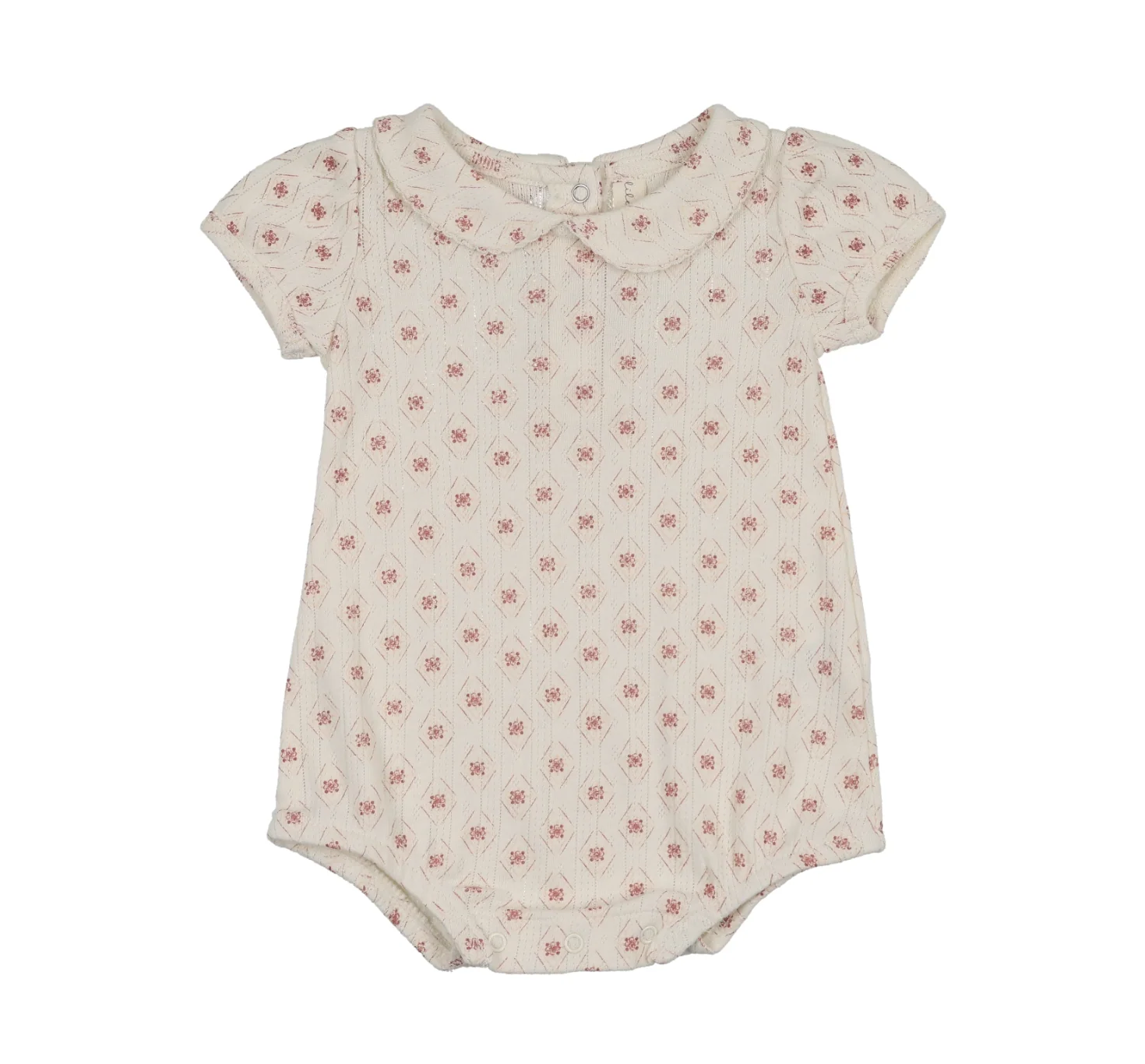 Lilette Geo Floral Print Onesie - Cream/Pink