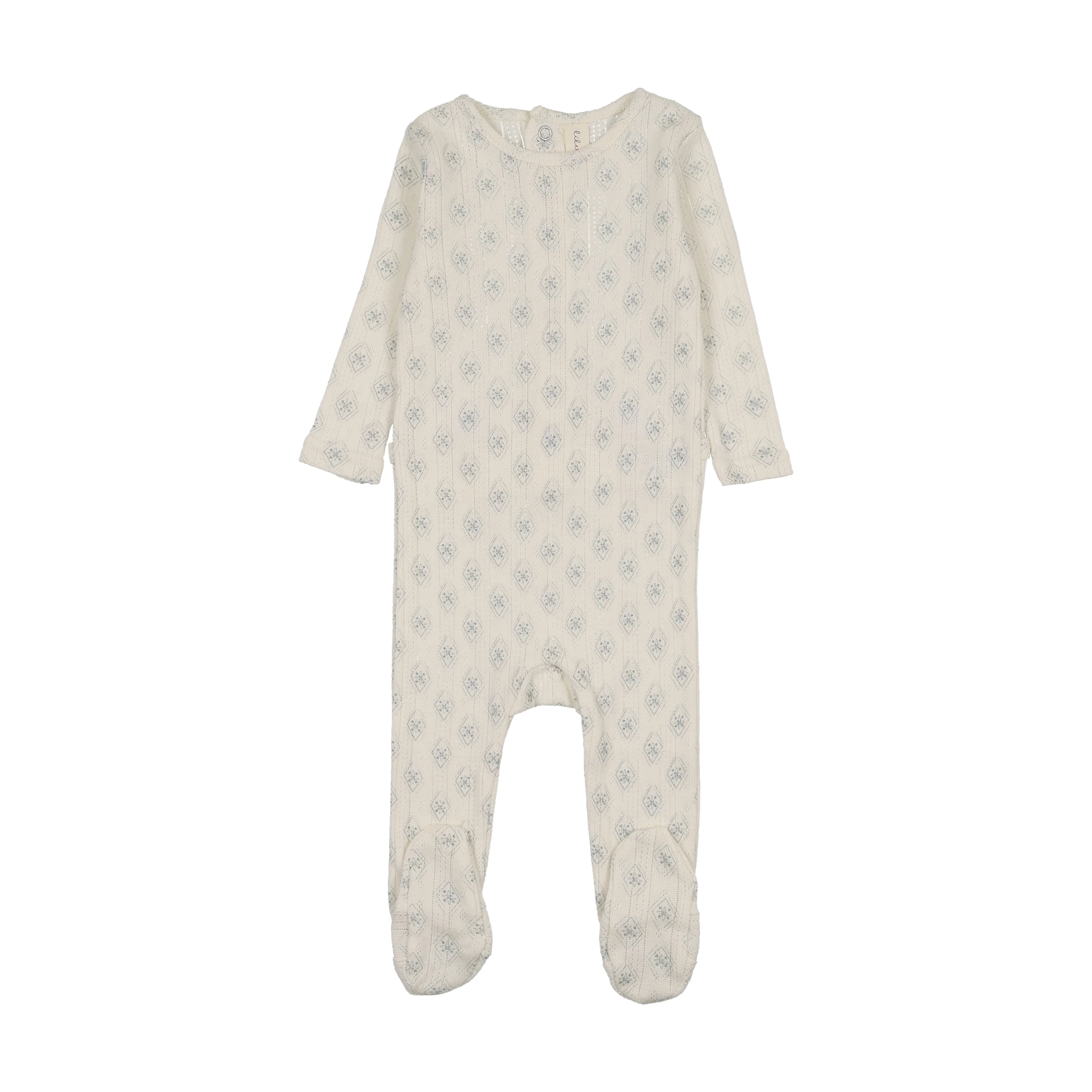 Lilette Geo Floral Printed Footie - Cream/Blue