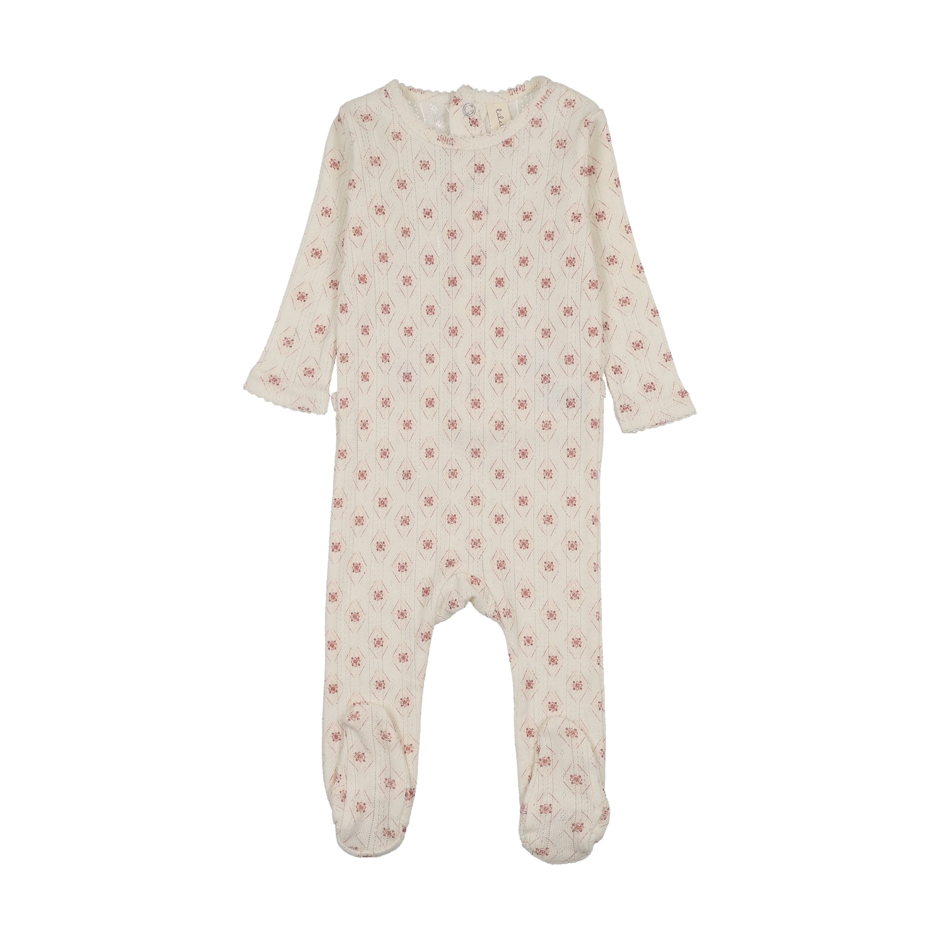 Lilette Geo Floral Printed Footie - Cream/Pink