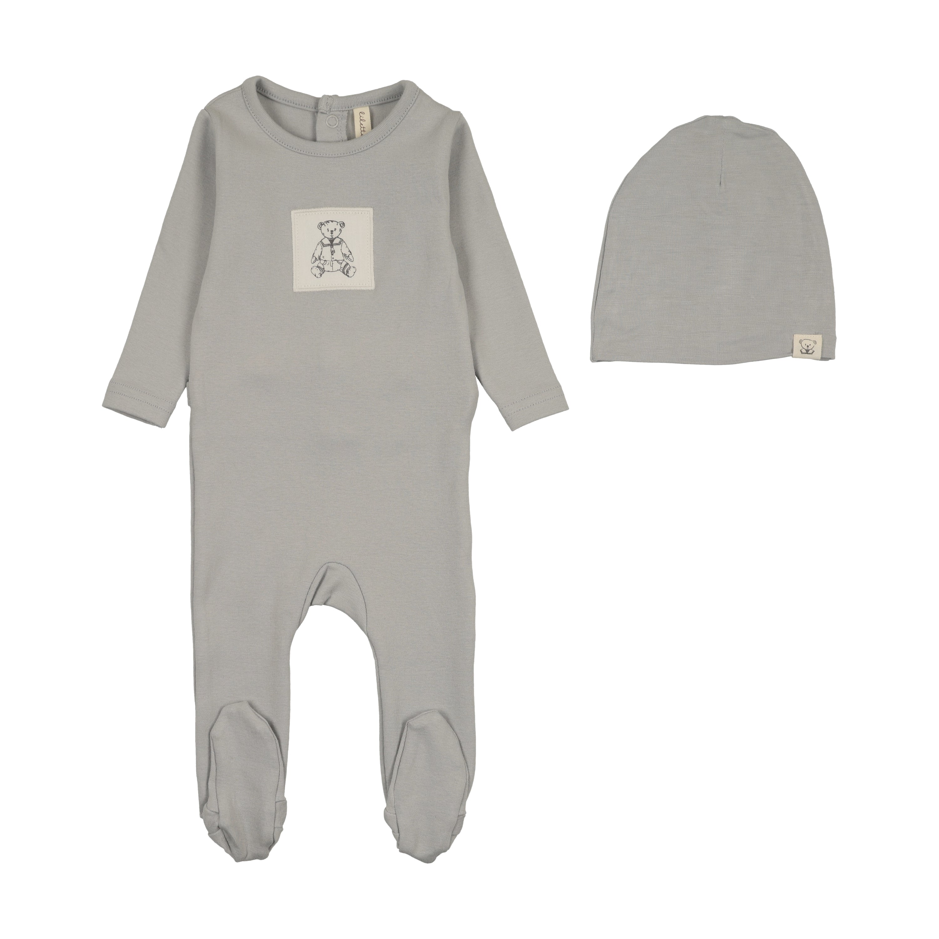 Lilette Graphic Tag Footie Set - Pale Blue