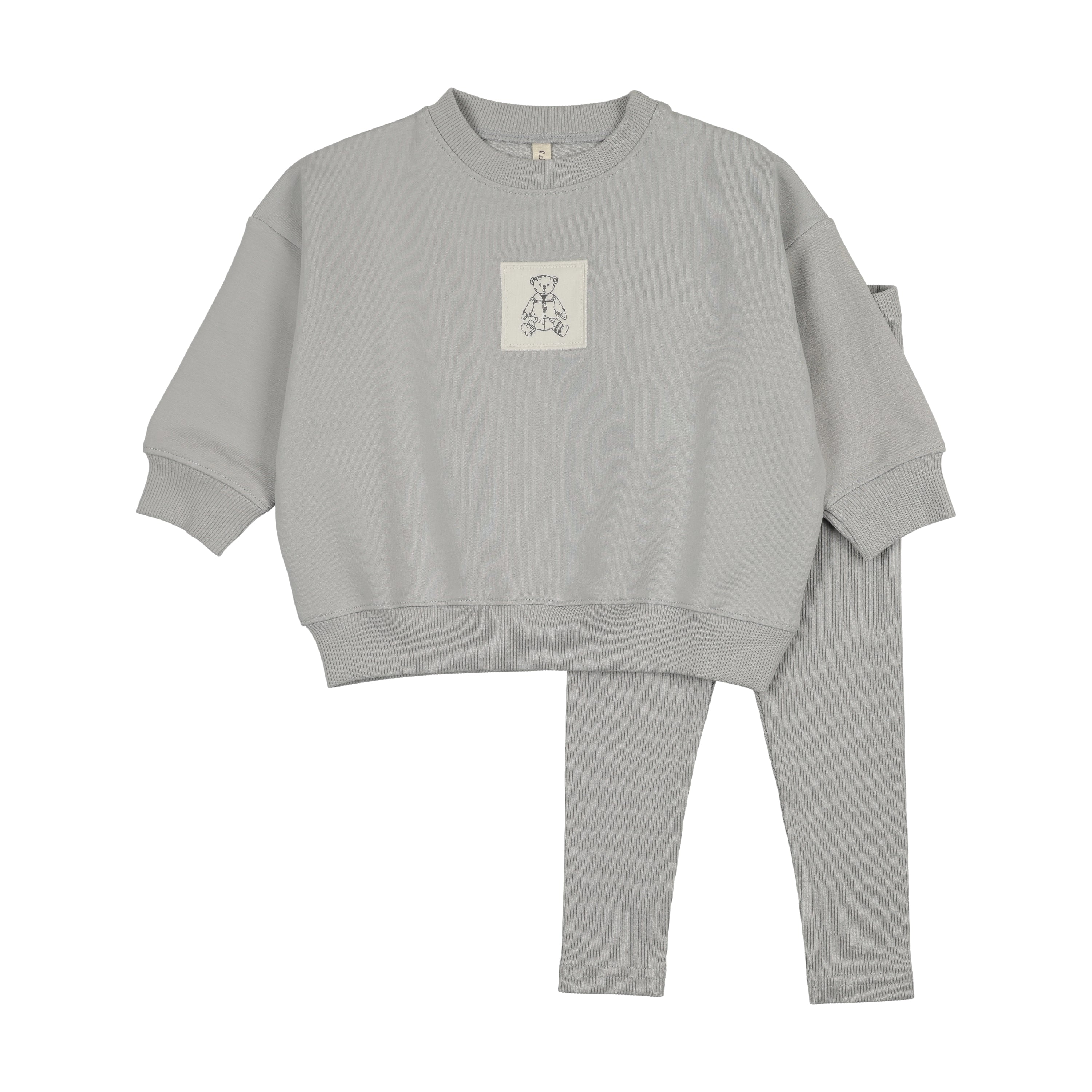 Lilette Graphic Tag Sweatshirt Set - Pale Blue