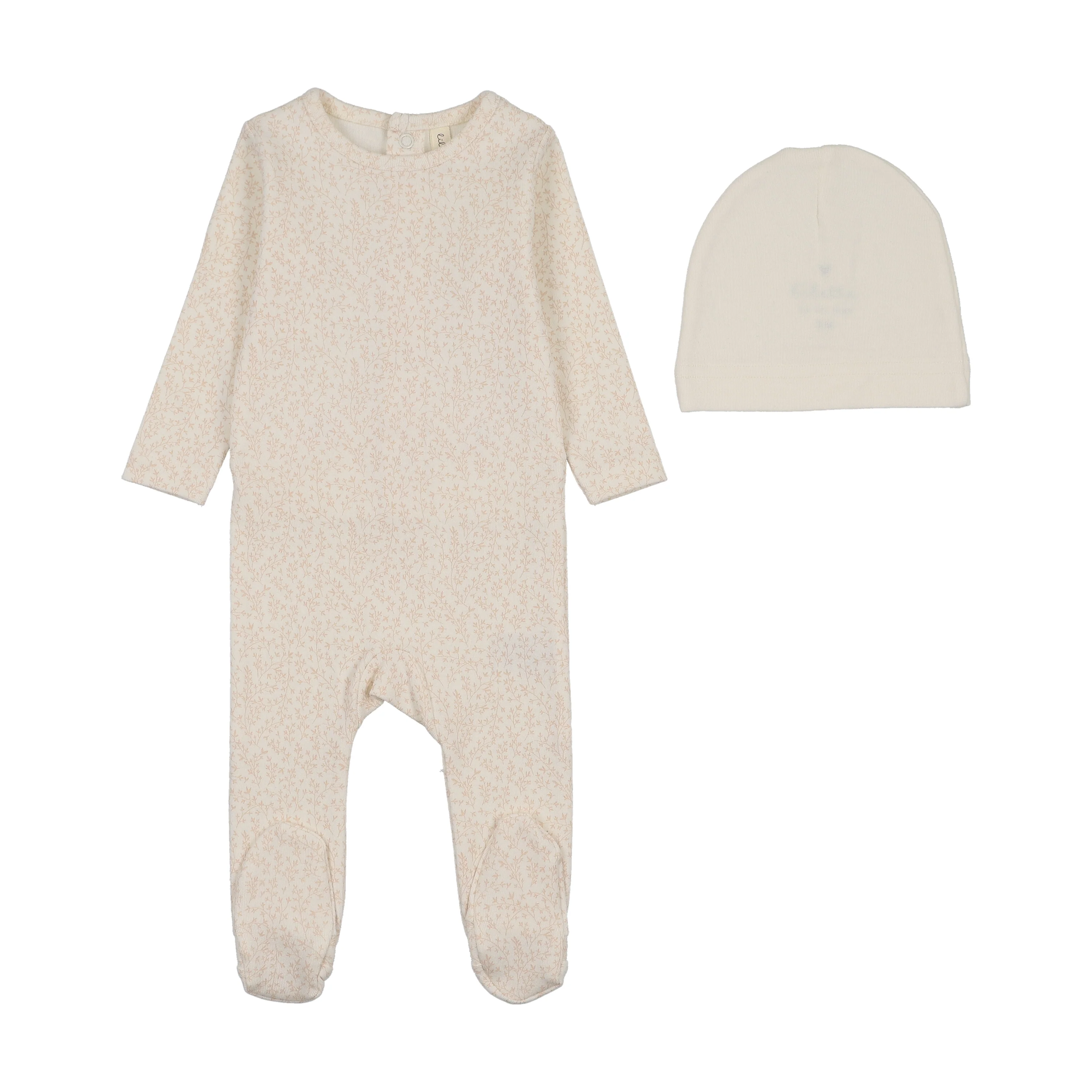 Lilette Leaf Trail Footie Set - Cream/Pink