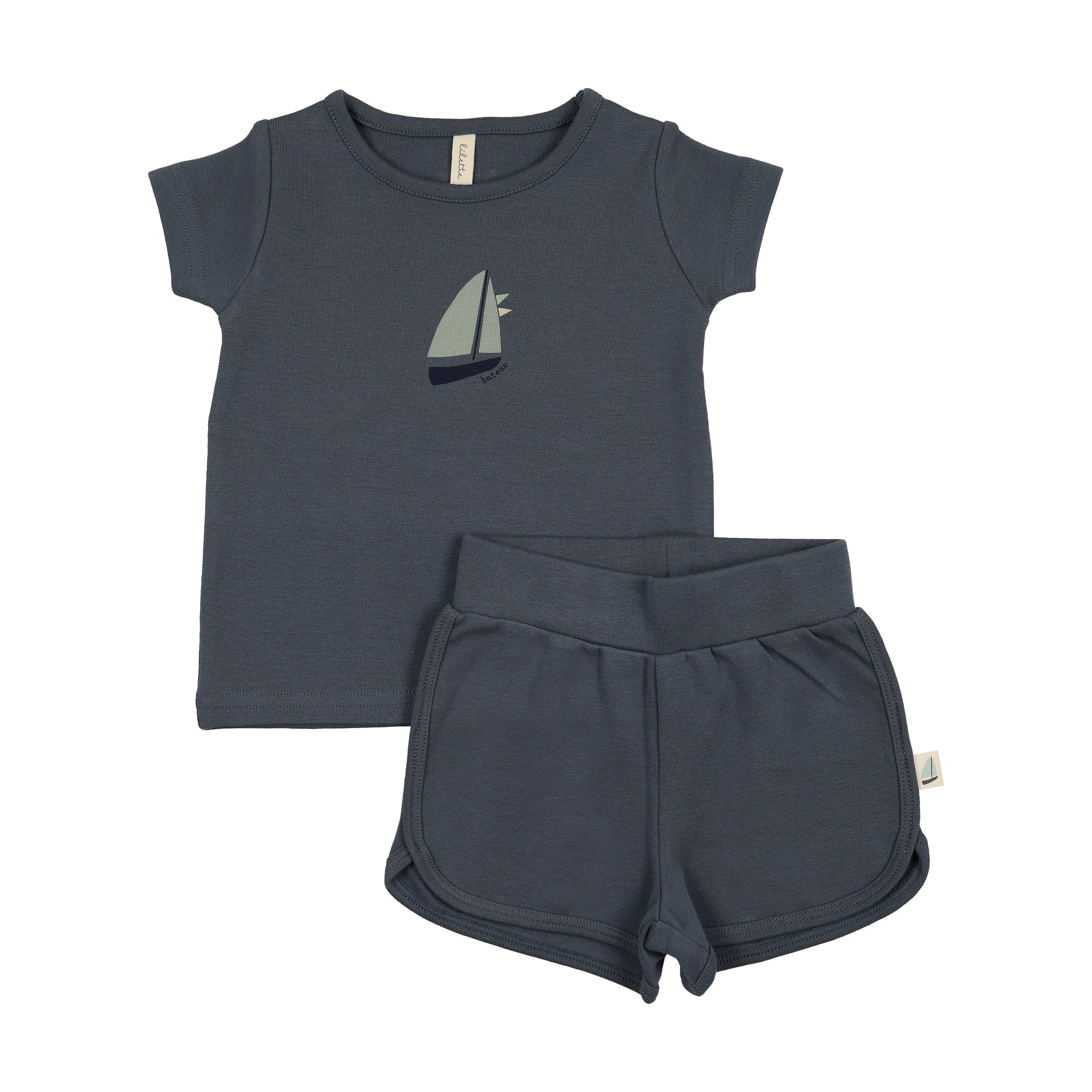 Lilette Nautical Short sleeve Set - Off Navy