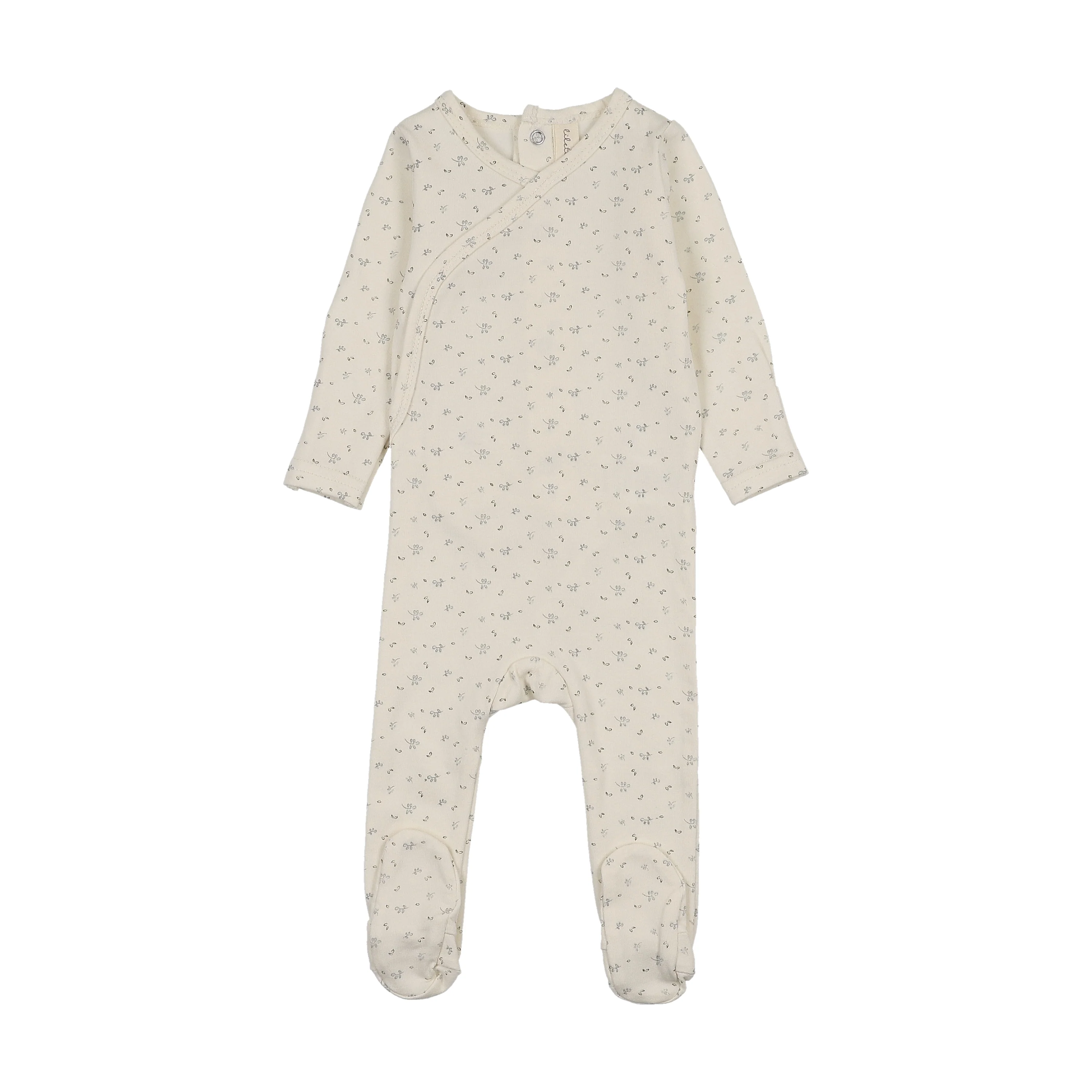 Lilette Printed Wrapover Footie - Cream/Blue