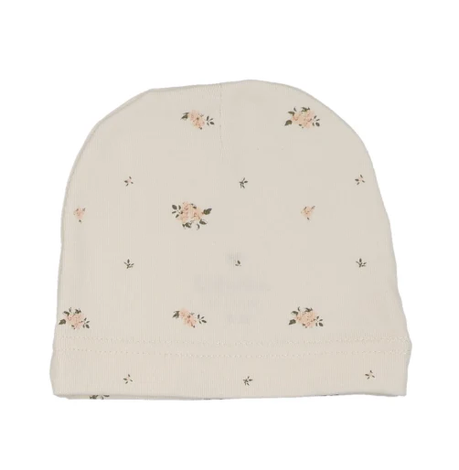 Lilette Rosebud Print Beanie - Cream/Pink