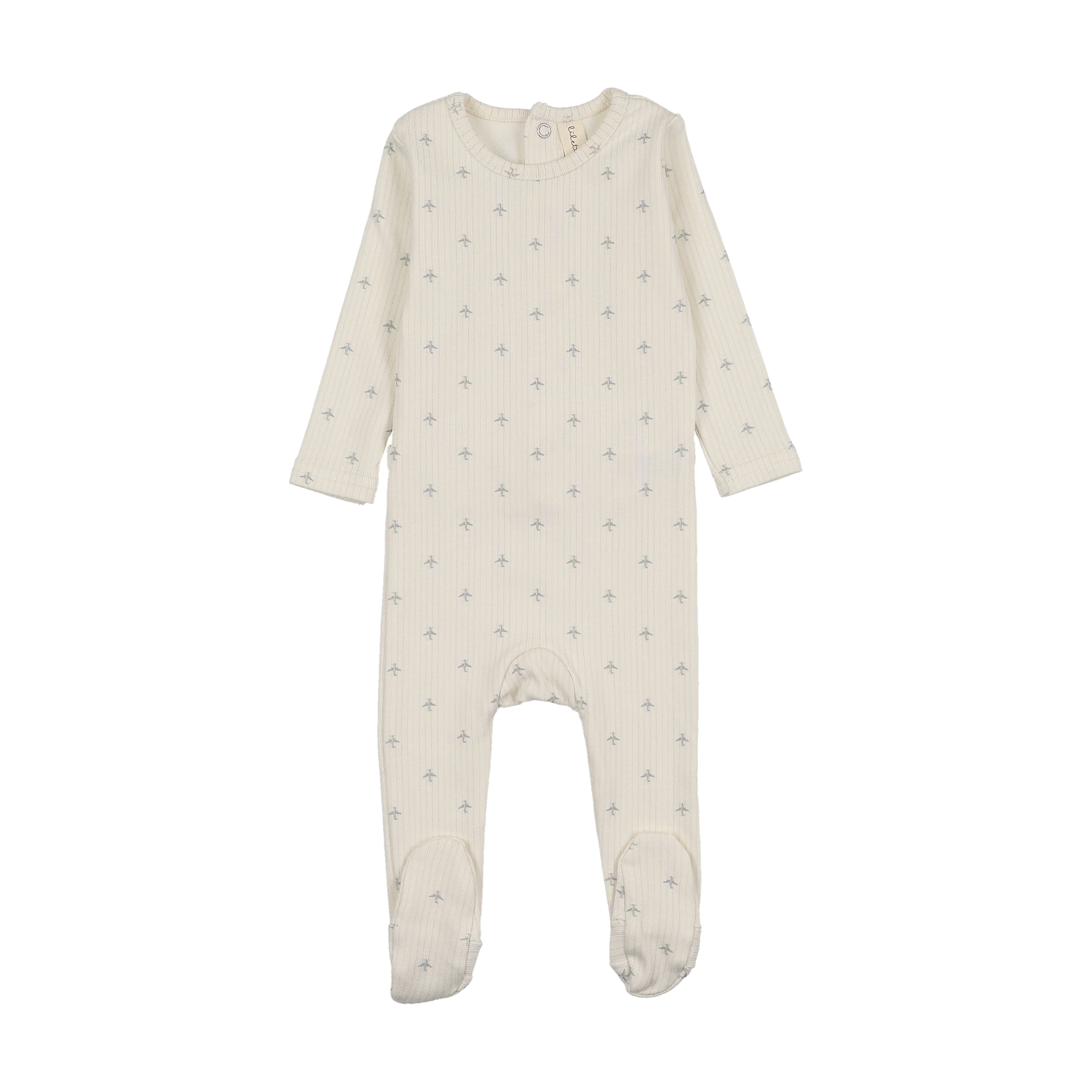 Lilette Striped Planes Footie - Cream/Light Blue