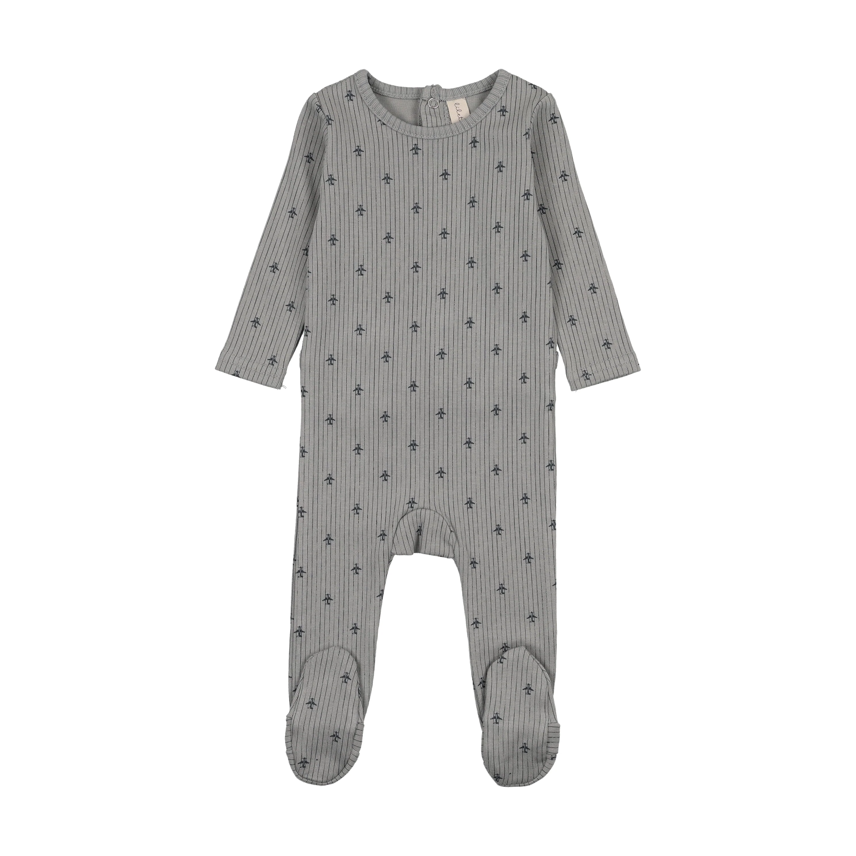 Lilette Striped Planes Footie - Light Blue/Off Navy