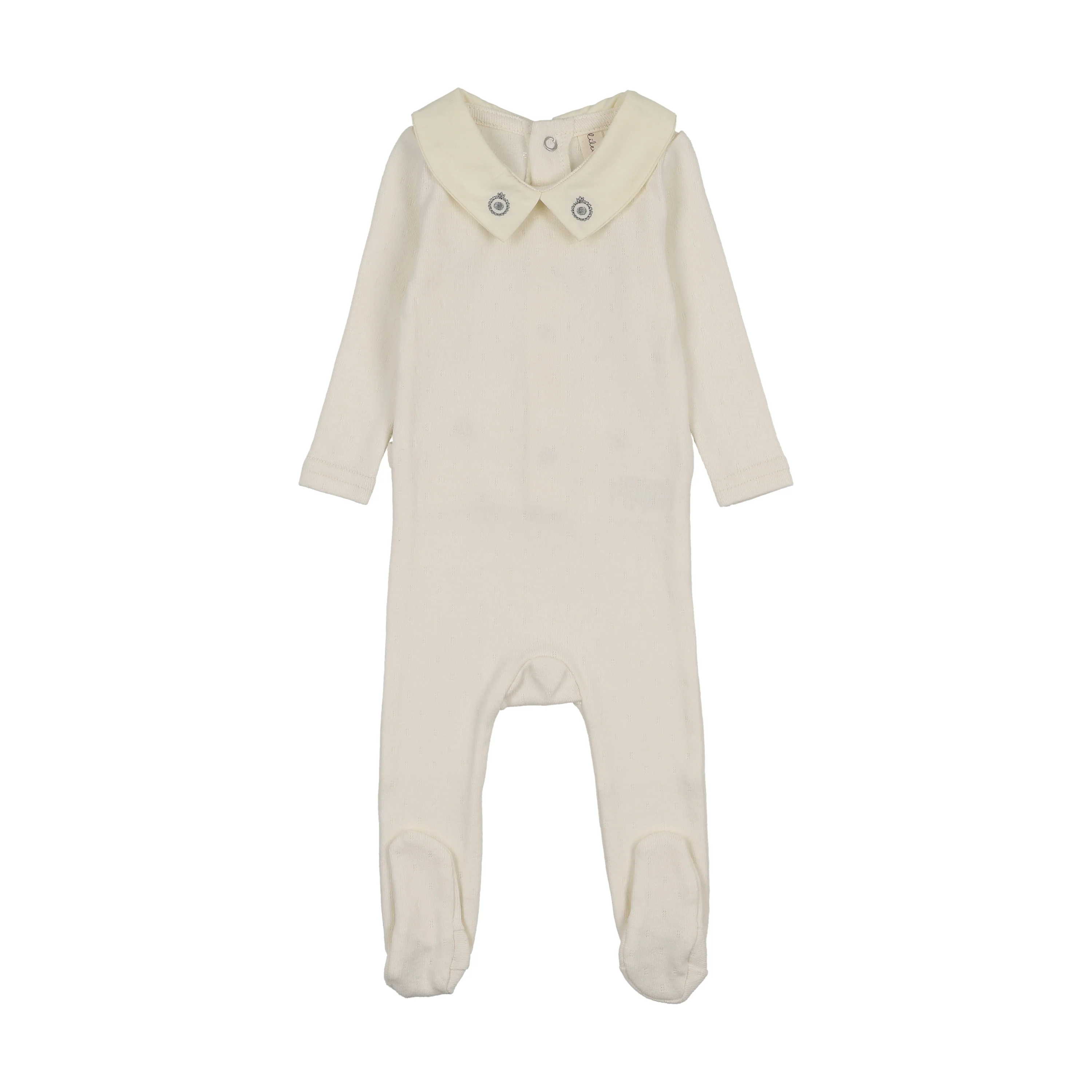 Lilette Sweetheart Collar Footie - Cream/Blue