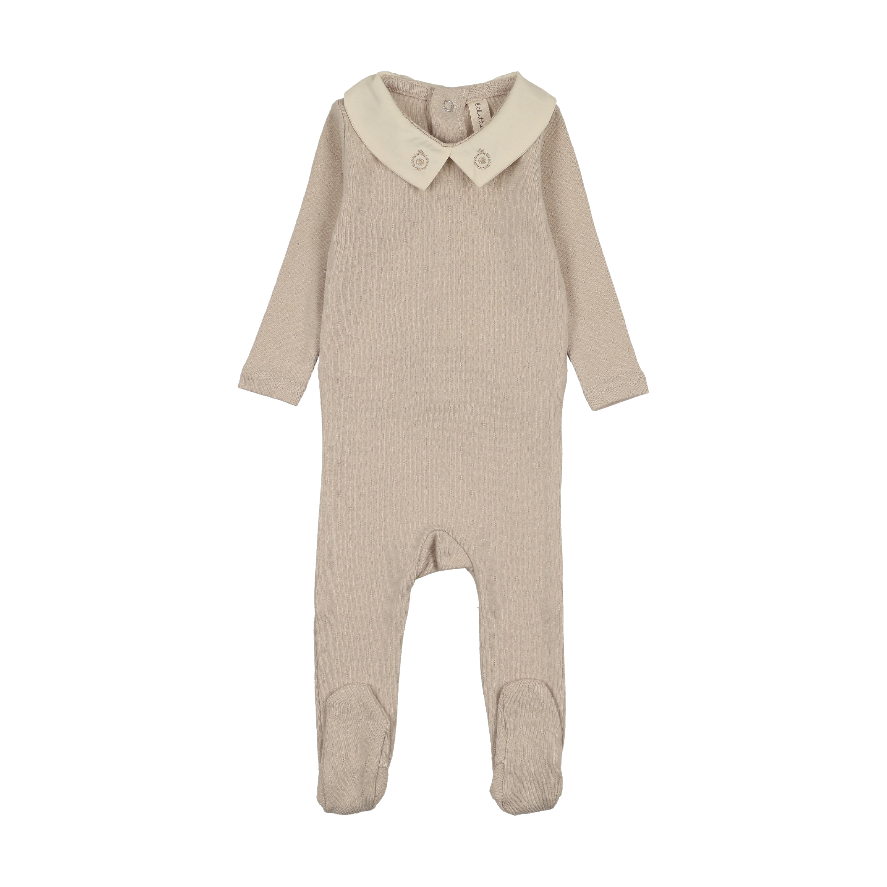 Lilette Sweetheart Collar Footie - Cream/Taupe