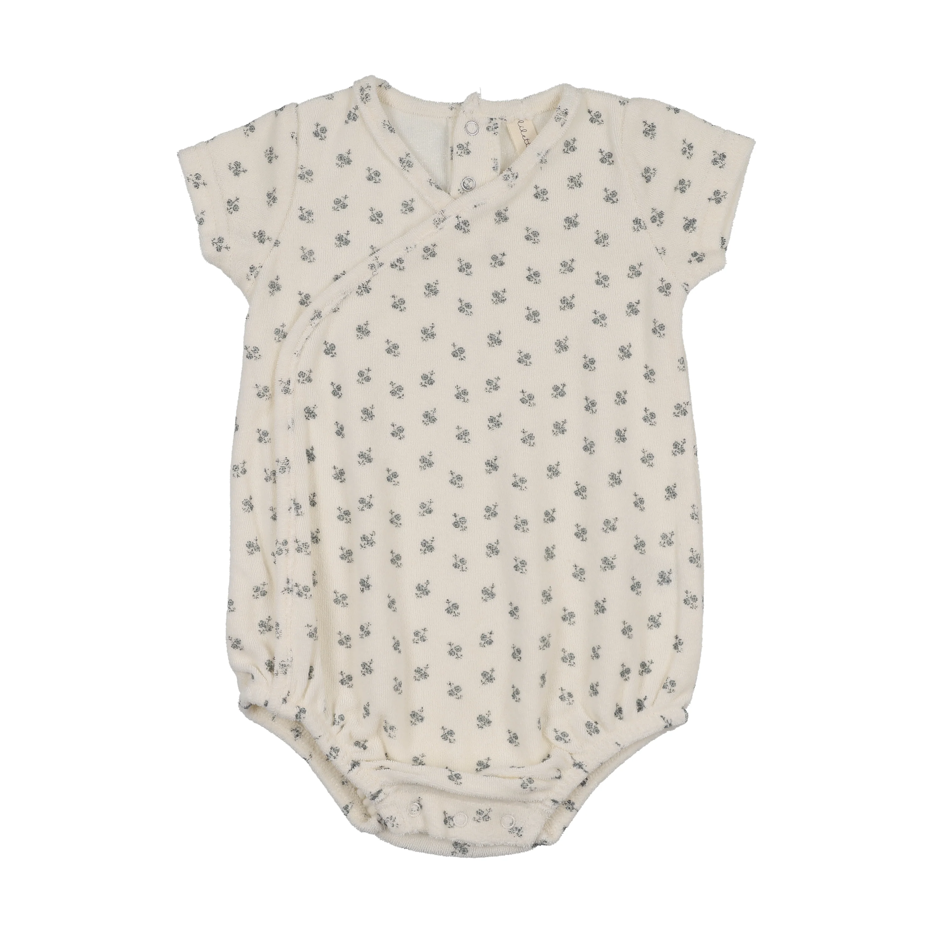 Lilette Terry Wrap Romper - Cream/Pale Blue