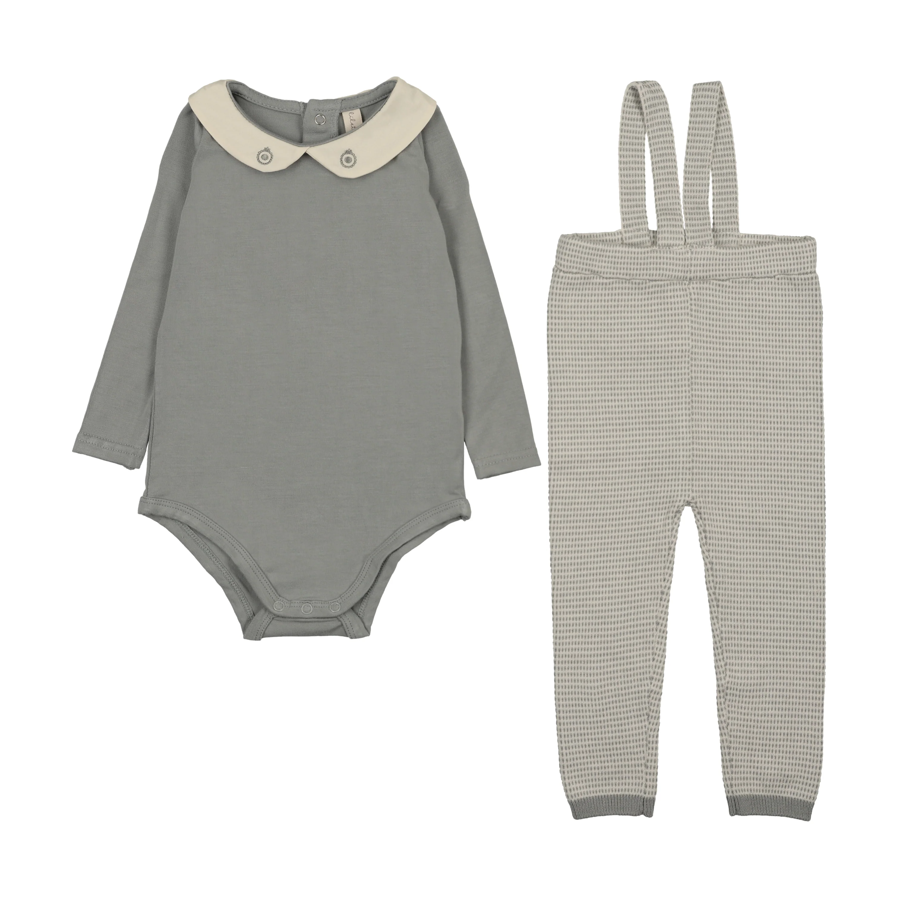 Lilette Two Tone Knit Suspender Set Long - Light Blue