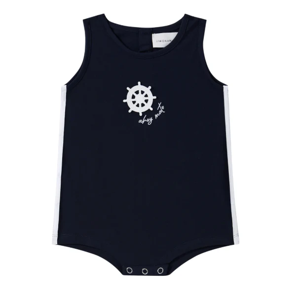 Limonana Coastal Navy & White Boys Romper