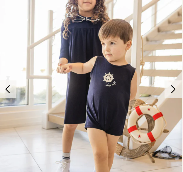 Limonana Coastal Navy & White Boys Romper - Image 2