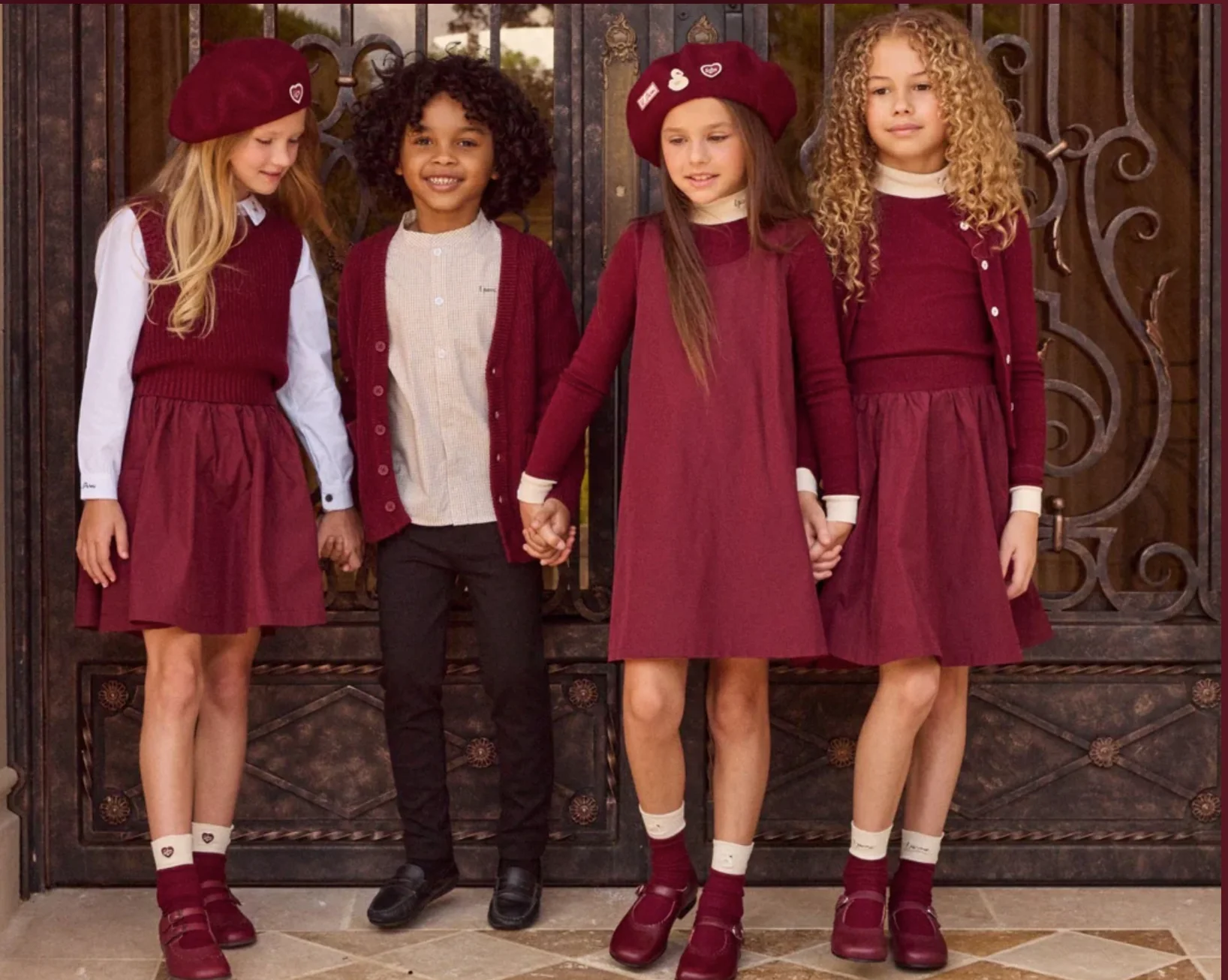 Little Parni Burgundy Rhinestone Cardigan (K545) - Image 2