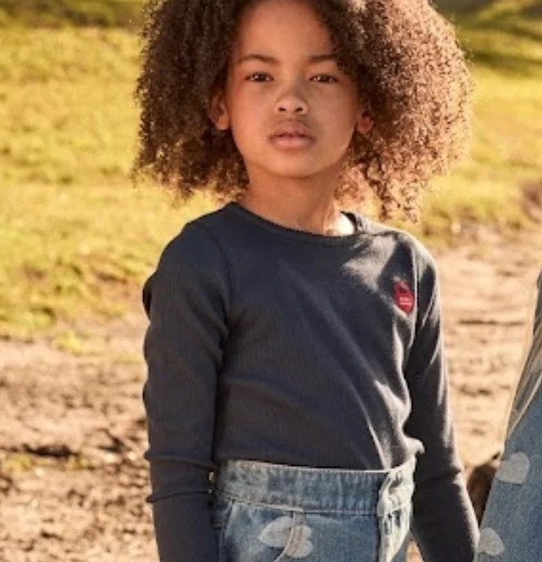 Little Parni Navy Blue Pico Trim Tshirt - Short Sleeves (K602 NVY) - Image 2