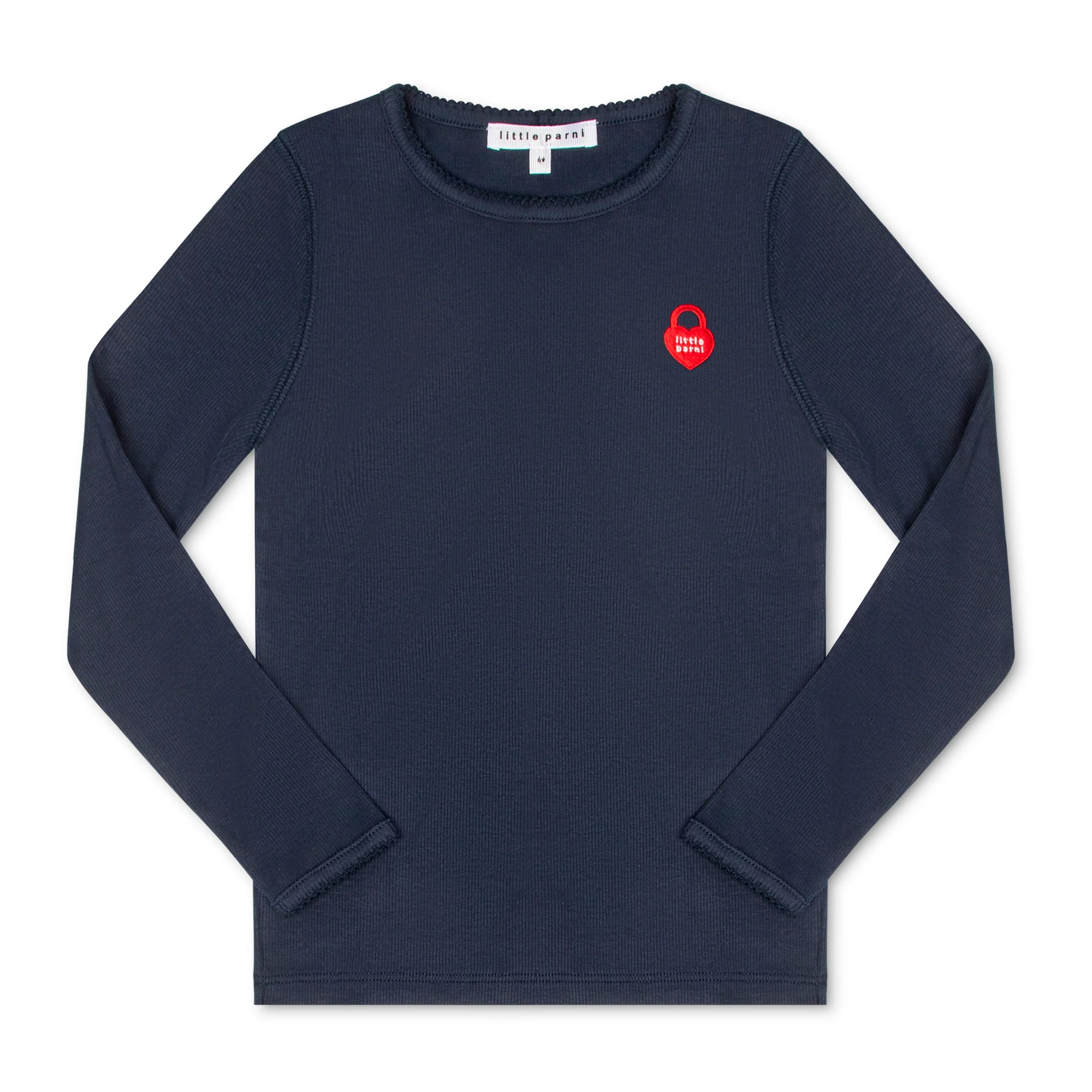 Little Parni Navy Blue Pico Trim Tshirt - Long Sleeves (K603 NVY)