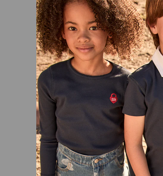 Little Parni Navy Blue Pico Trim Tshirt - Long Sleeves (K603 NVY) - Image 2
