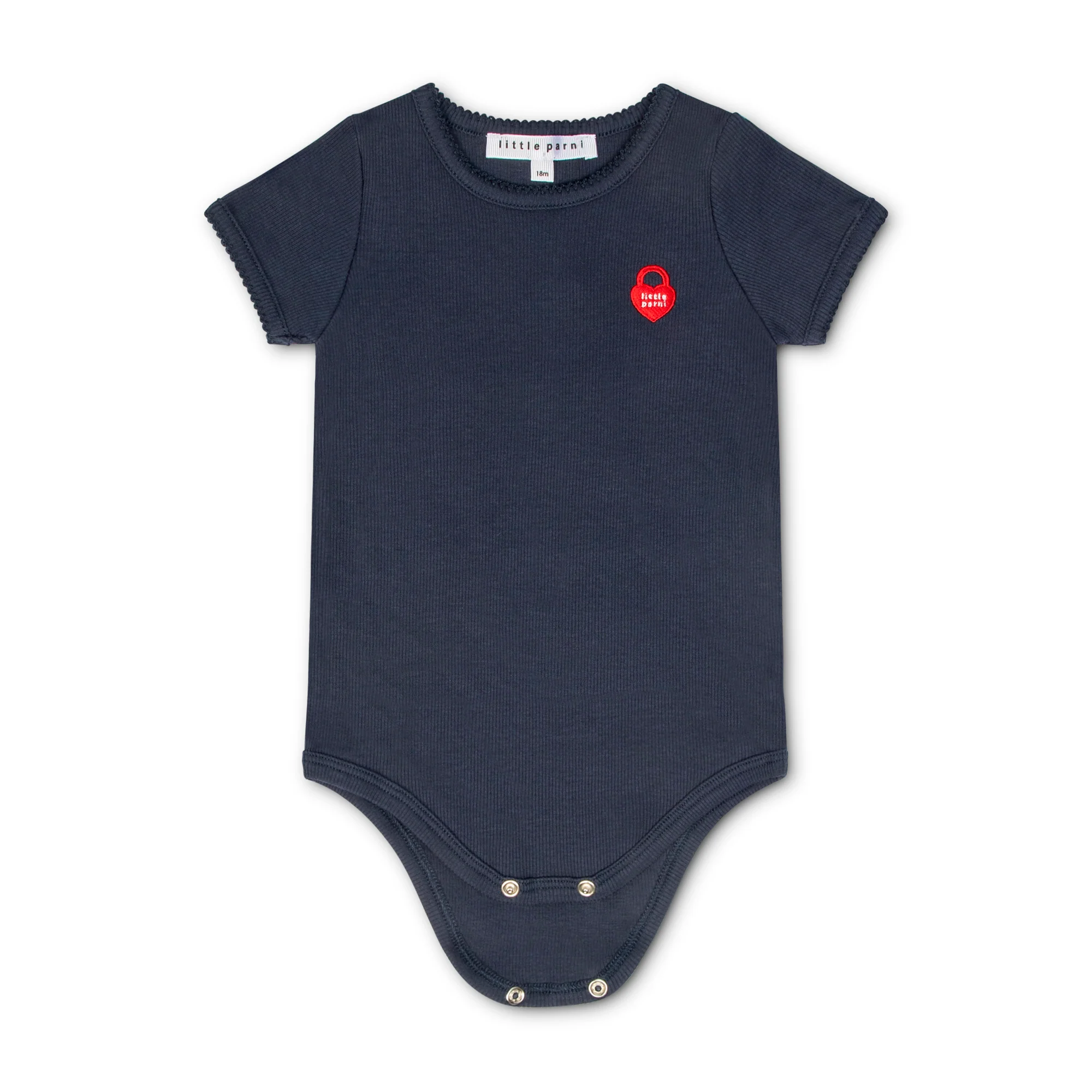 Little Parni Navy Blue Pico Trim Baby Onesie (K604 NVY)