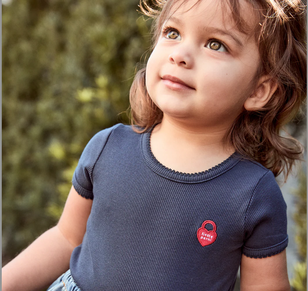 Little Parni Navy Blue Pico Trim Baby Onesie (K604 NVY) - Image 2