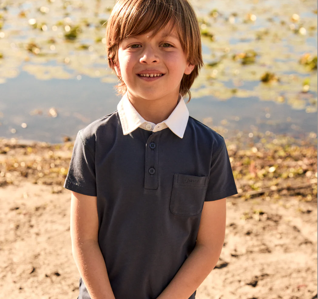 Little Parni Navy Blue LP Embroidered Polo (K605 NVY) - Image 2
