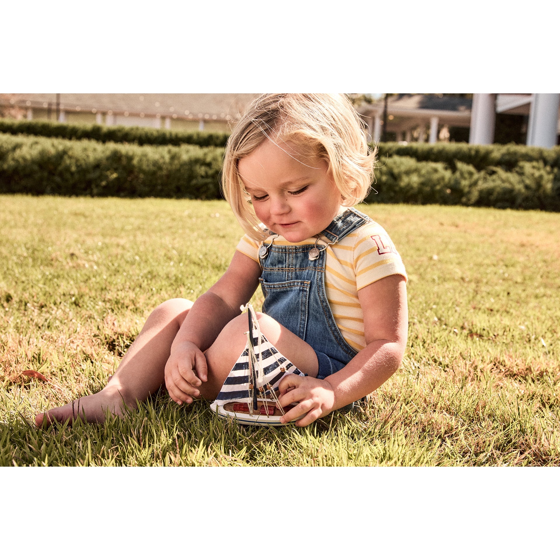 Little Parni Wide Striped Tshirt - Short Sleeves Yellow/Ivory (K613) - Image 3