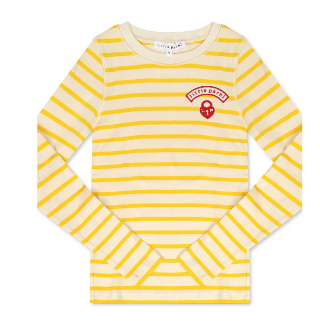 Little Parni Wide Striped Tshirt - Long Sleeves Yellow/Ivory (K614)