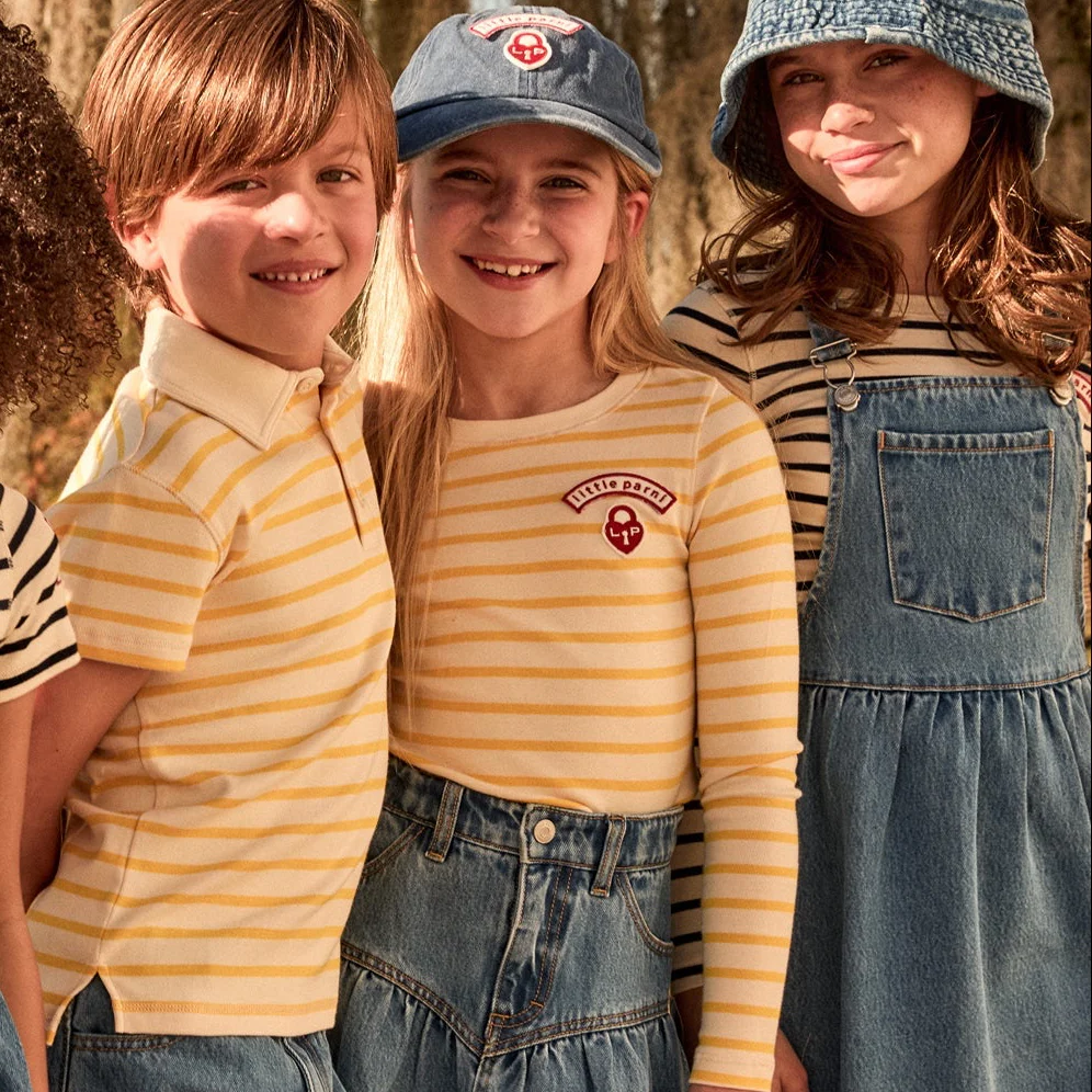 Little Parni Wide Striped Tshirt - Long Sleeves Yellow/Ivory (K614) - Image 2