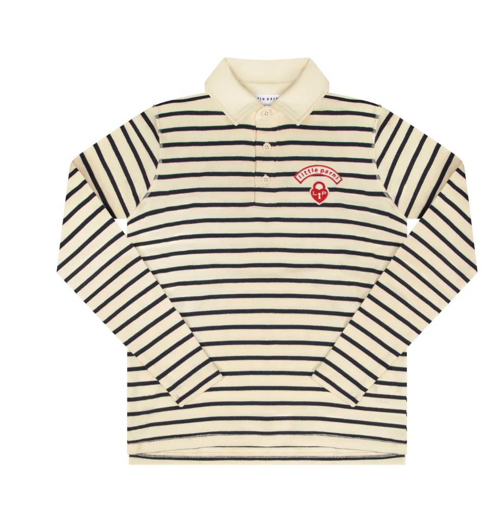 Little Parni Wide Striped Teen Polo Navy/Ivory (K616)