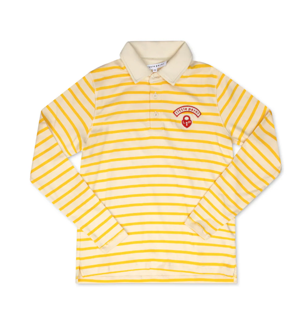 Little Parni Wide Striped Teen Polo Yellow/Ivory (K616)