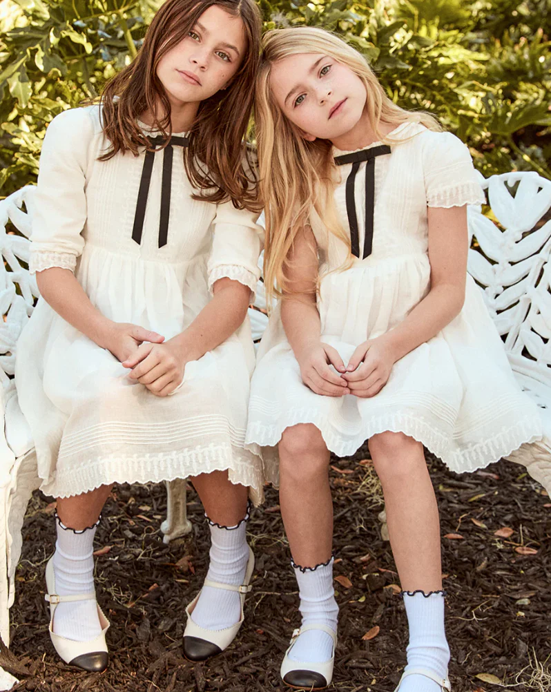 Little Parni Evening Bow Dress - Short Sleeves - White (K629) - Image 2
